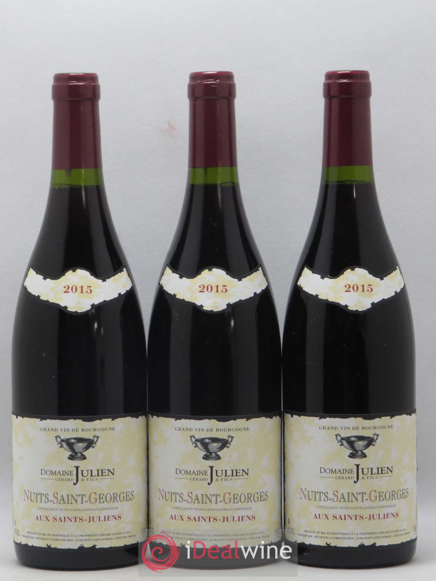Nuits-Saint-Georges Aux Saint-Julien Domaine Gerard Julien et Fils 2015 - Posten von 3 Flaschen - 0