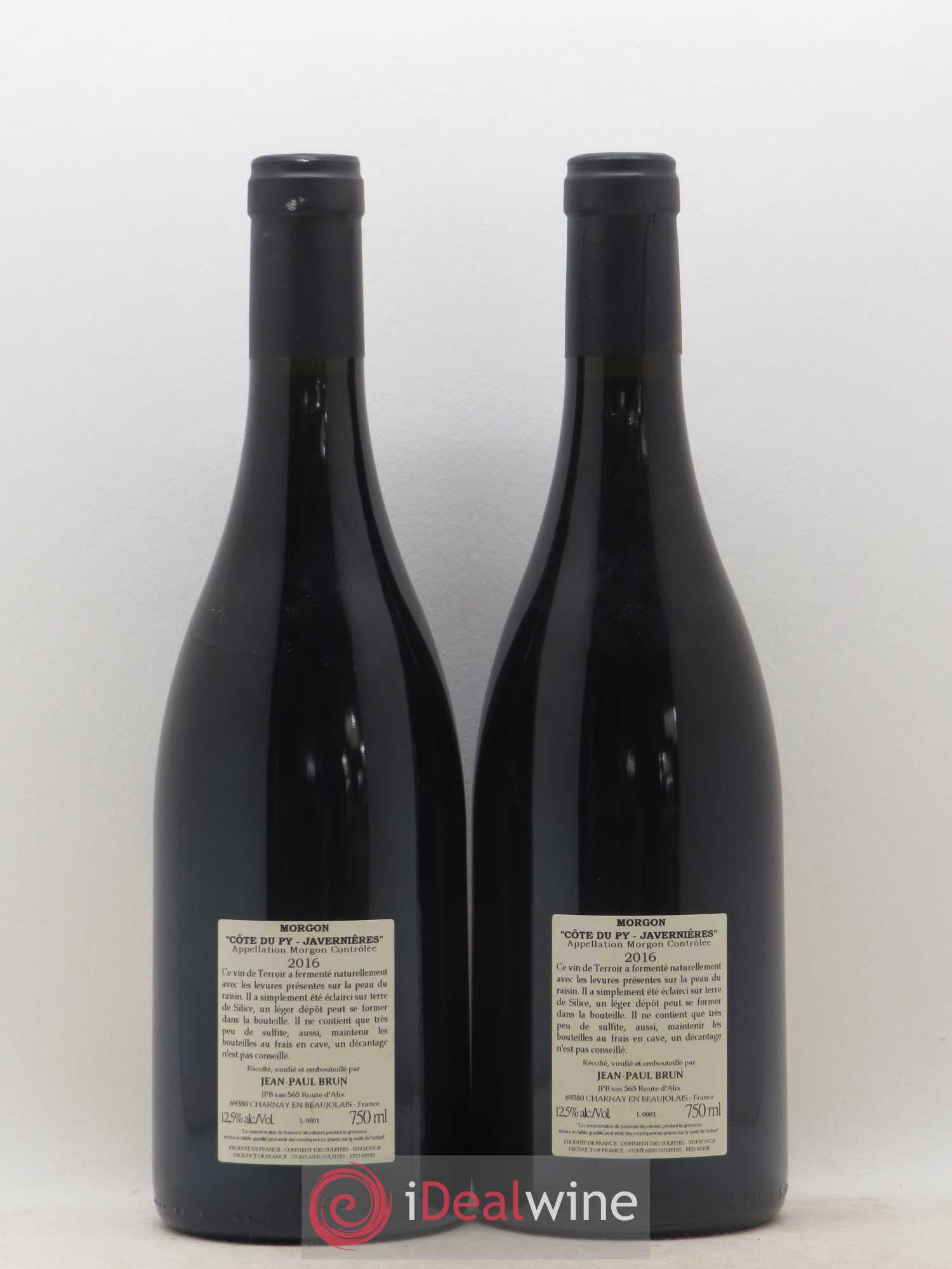 Morgon Côte du Py Javernières Terres dorées - J-P. Brun (Domaine des) 2016 - Lotto di 2 bottiglie - 1