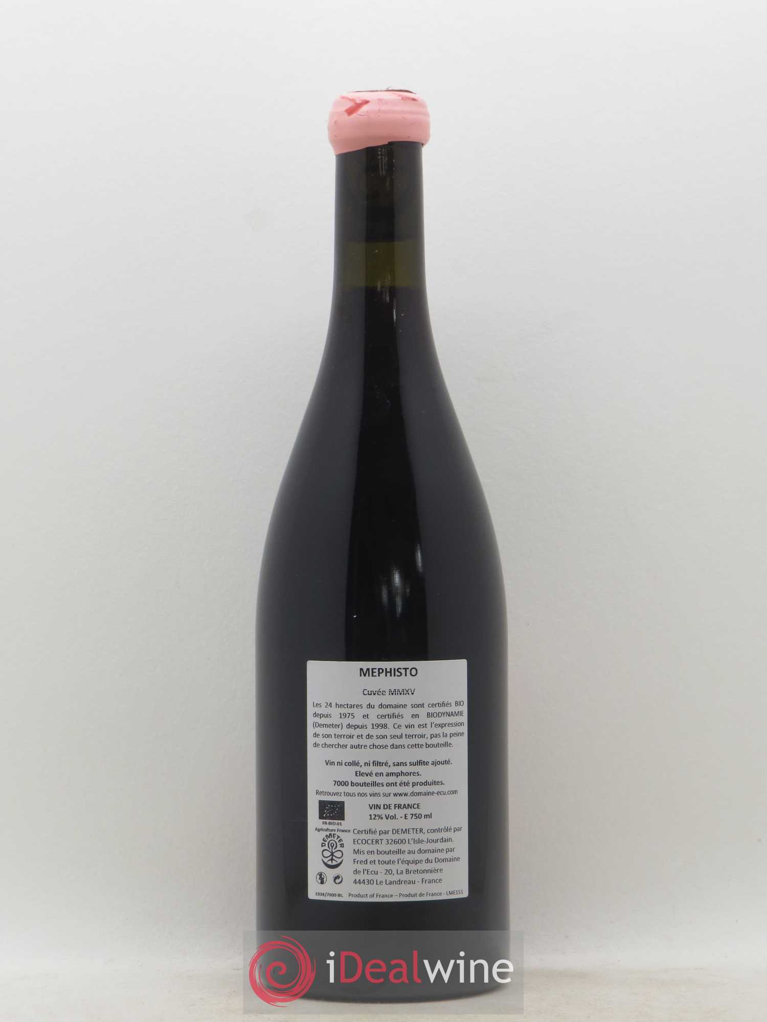 Vin de France Méphisto Domaine de L'Ecu 2015 - Lot de 1 bouteille - 1