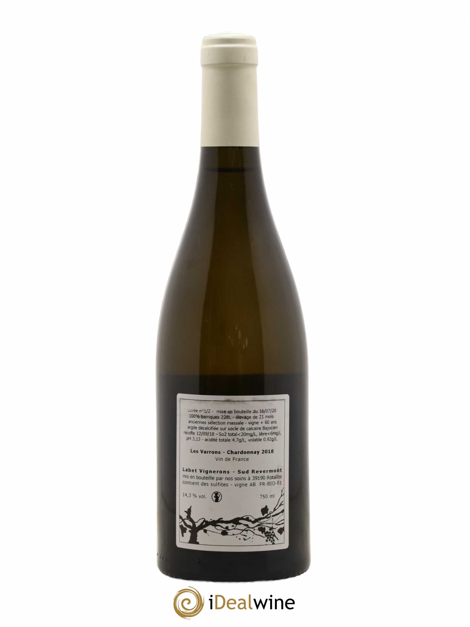 Côtes du Jura Chardonnay Les Varrons Romain - Julien - Charline Labet 2018 - Lot de 1 bouteille - 1