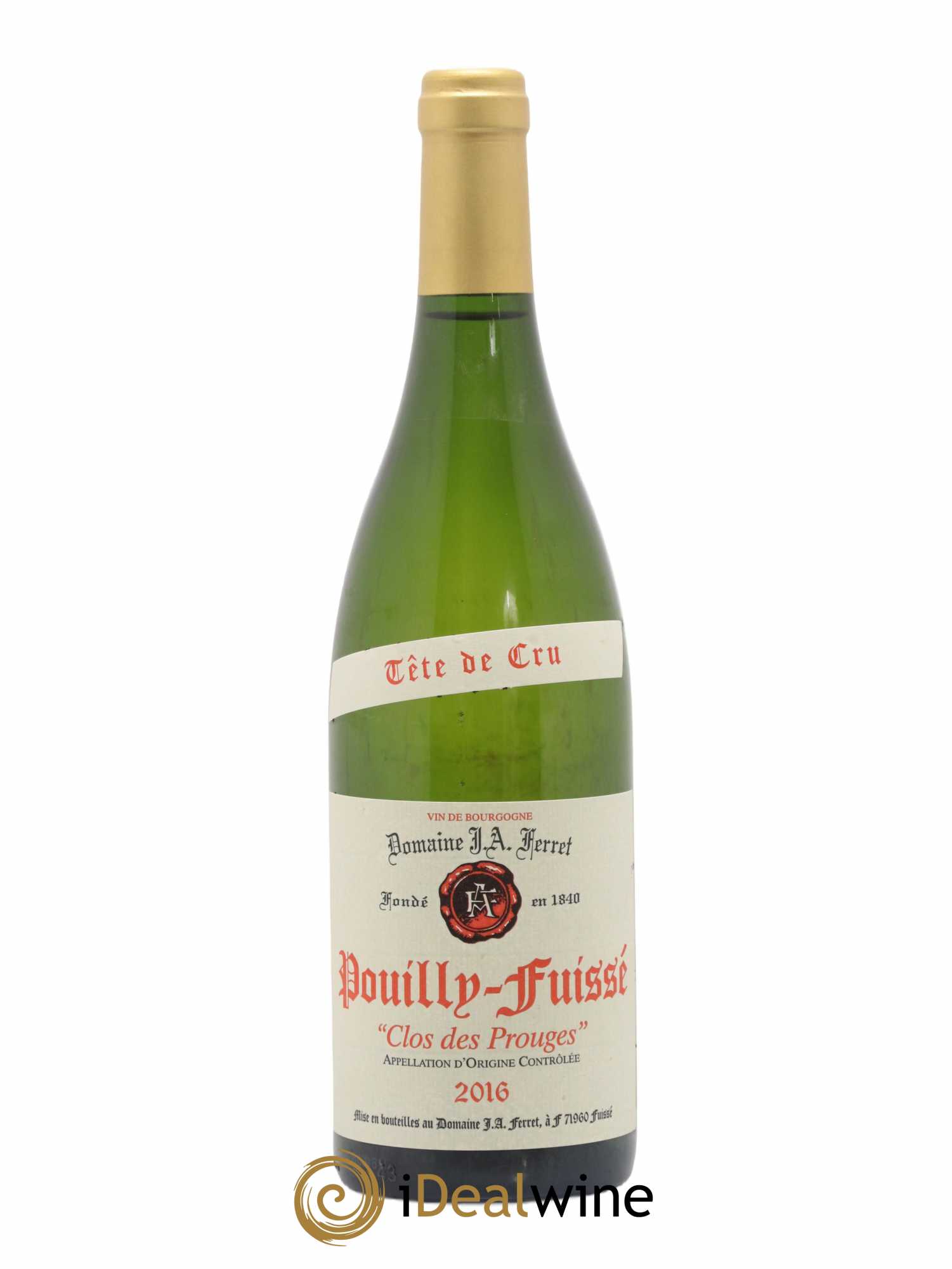 Pouilly-Fuissé Tête de Cru Clos des Prouges J.A. Ferret (Domaine) 2016 - Lot de 1 bouteille - 0