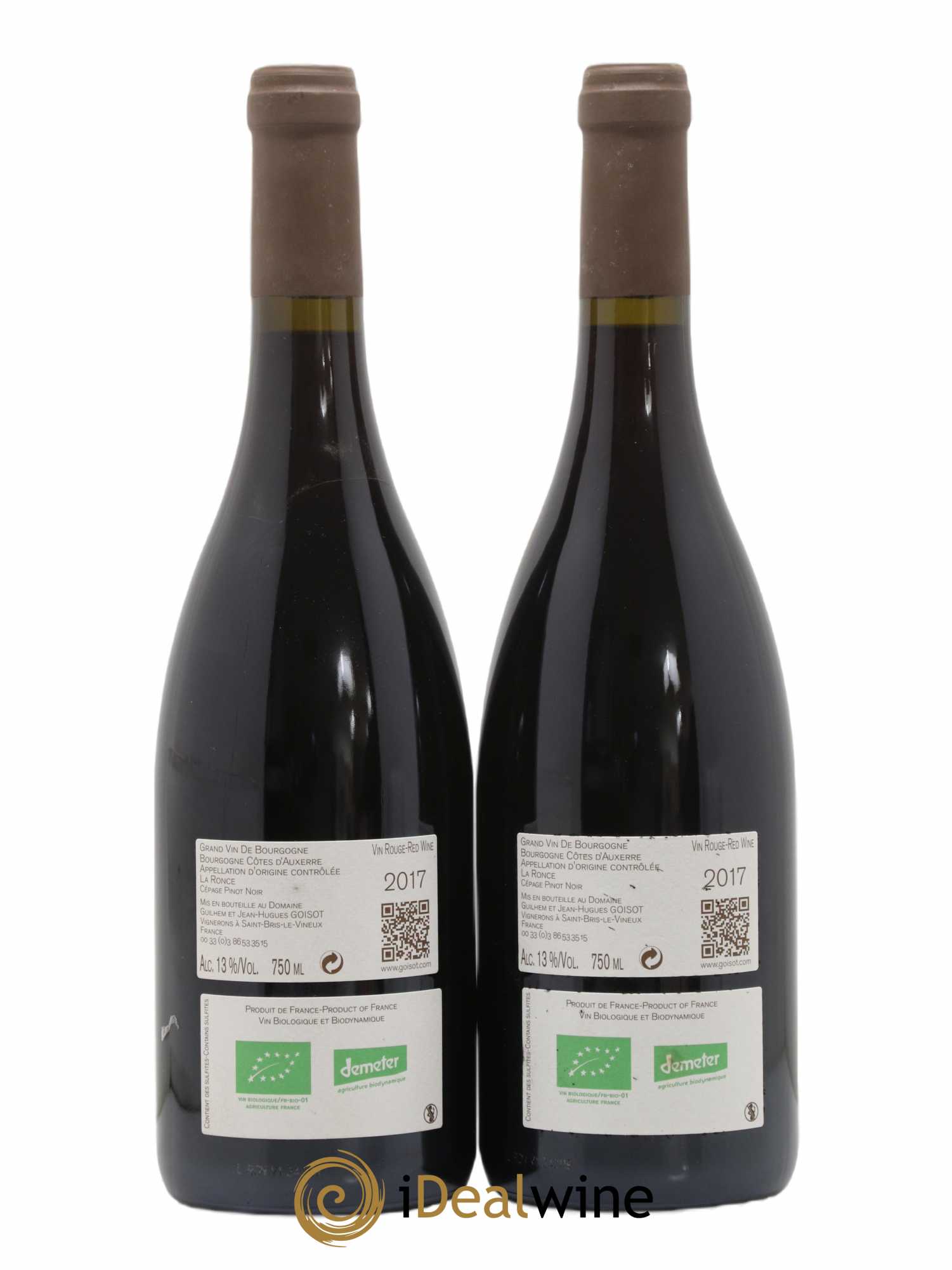 Bourgogne Côtes d'Auxerre La Ronce Goisot 2017 - Lot de 2 bouteilles - 1