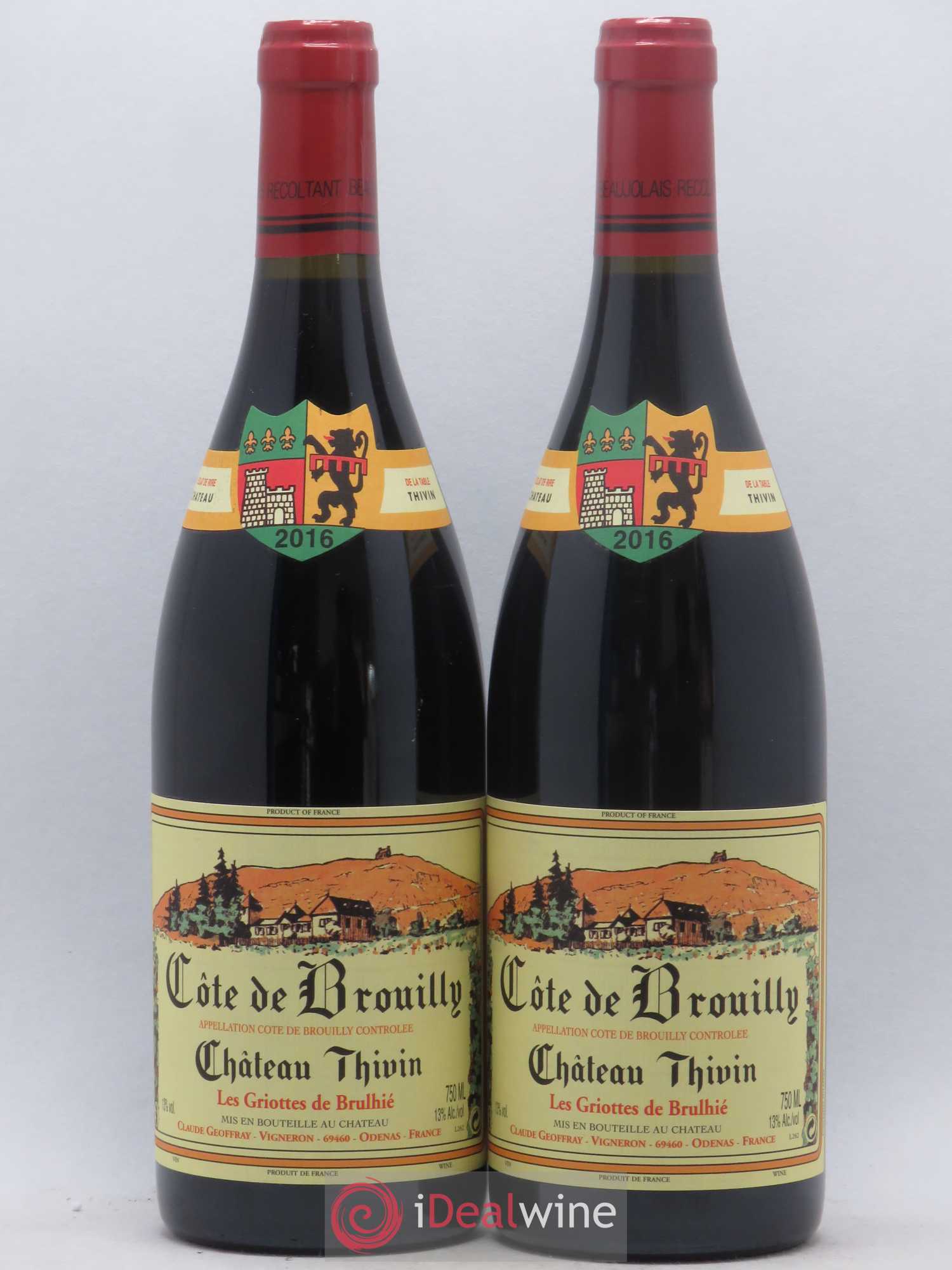 Côte de Brouilly Les Griottes de Brulhié Château Thivin 2016 - Lot de 2 bouteilles - 0