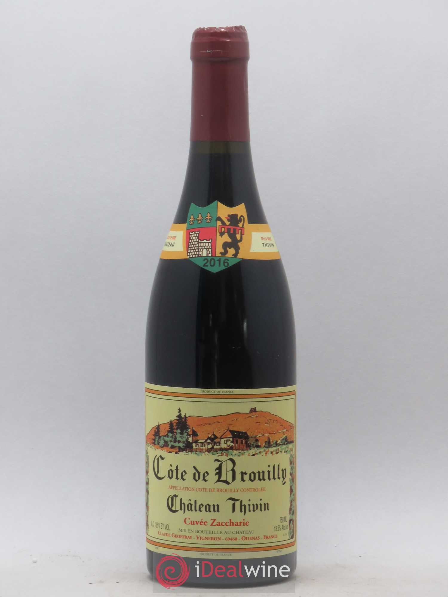 Côte de Brouilly Cuvée Zaccharie Château Thivin 2016 - Lot de 1 bouteille - 0