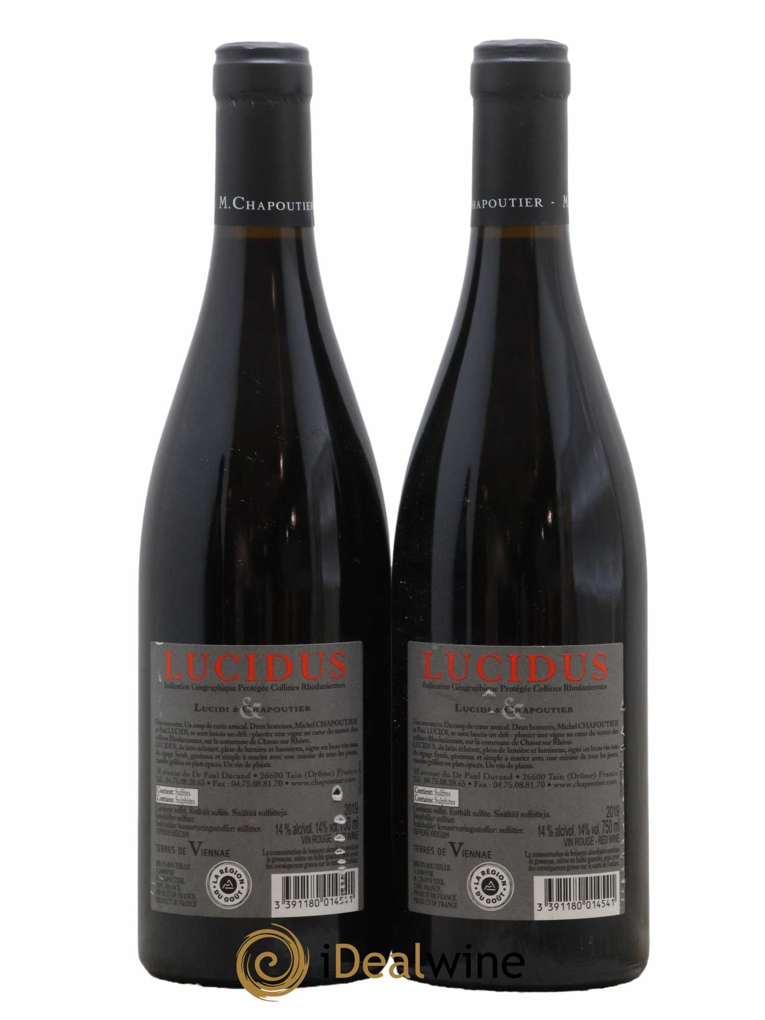 Collines Rhodaniennes Lucidus M. Chapoutier 2019 - Lot de 2 bouteilles - 1