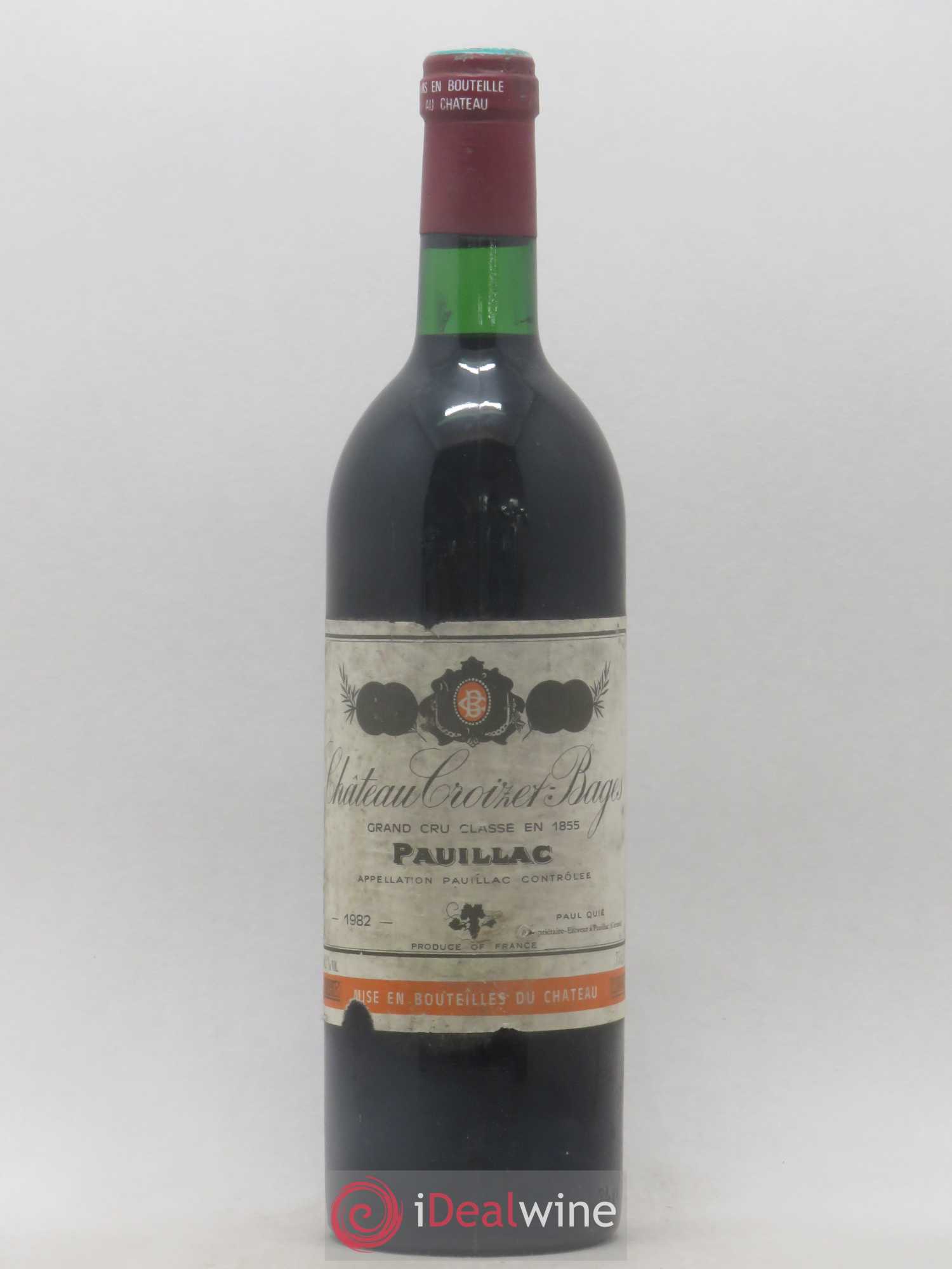 Château Croizet Bages 5ème Grand Cru Classé 1982 - Lot de 1 bouteille - 0