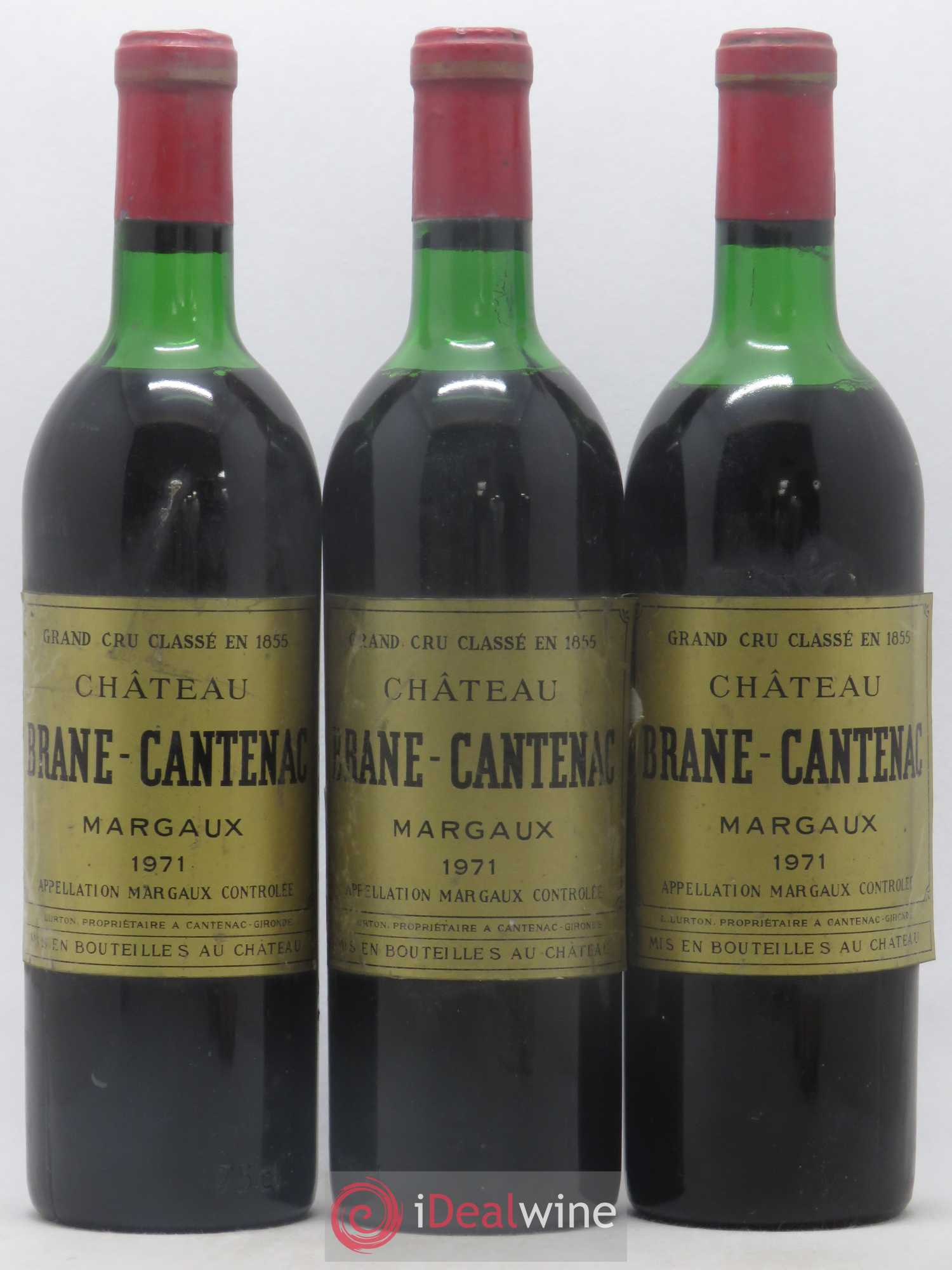 Château Brane Cantenac 2ème Grand Cru Classé 1971 - Lot de 3 bouteilles - 0