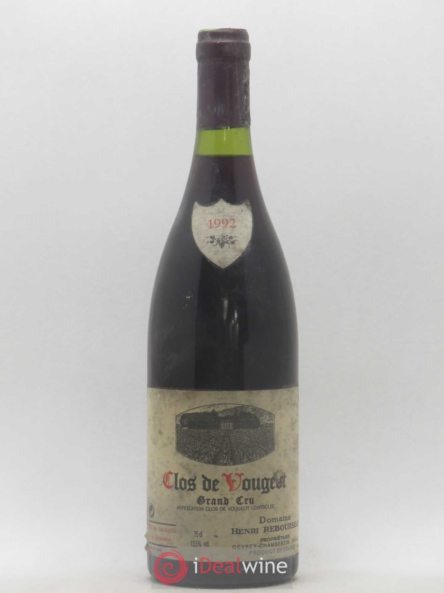 Clos de Vougeot Grand Cru Henri Rebourseau (Domaine) 1992 - Lot de 1 bouteille - 0
