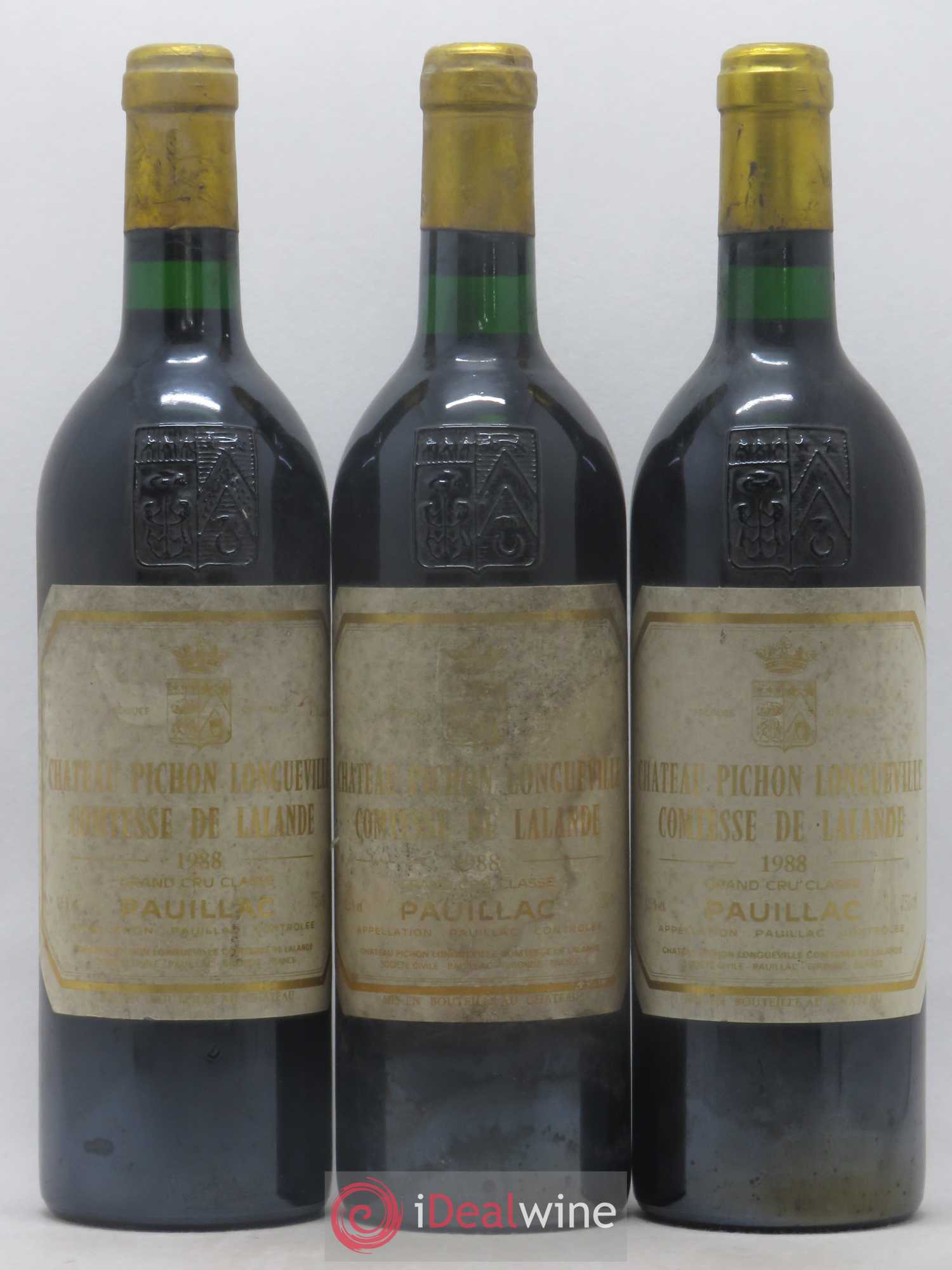 Château Pichon Longueville Comtesse de Lalande 2ème Grand Cru Classé 1988 - Lot de 3 bouteilles - 0