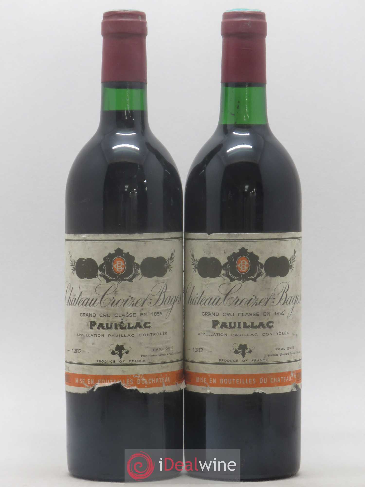 Château Croizet Bages 5ème Grand Cru Classé (sans prix de réserve) 1982 - Lot de 2 bouteilles - 0