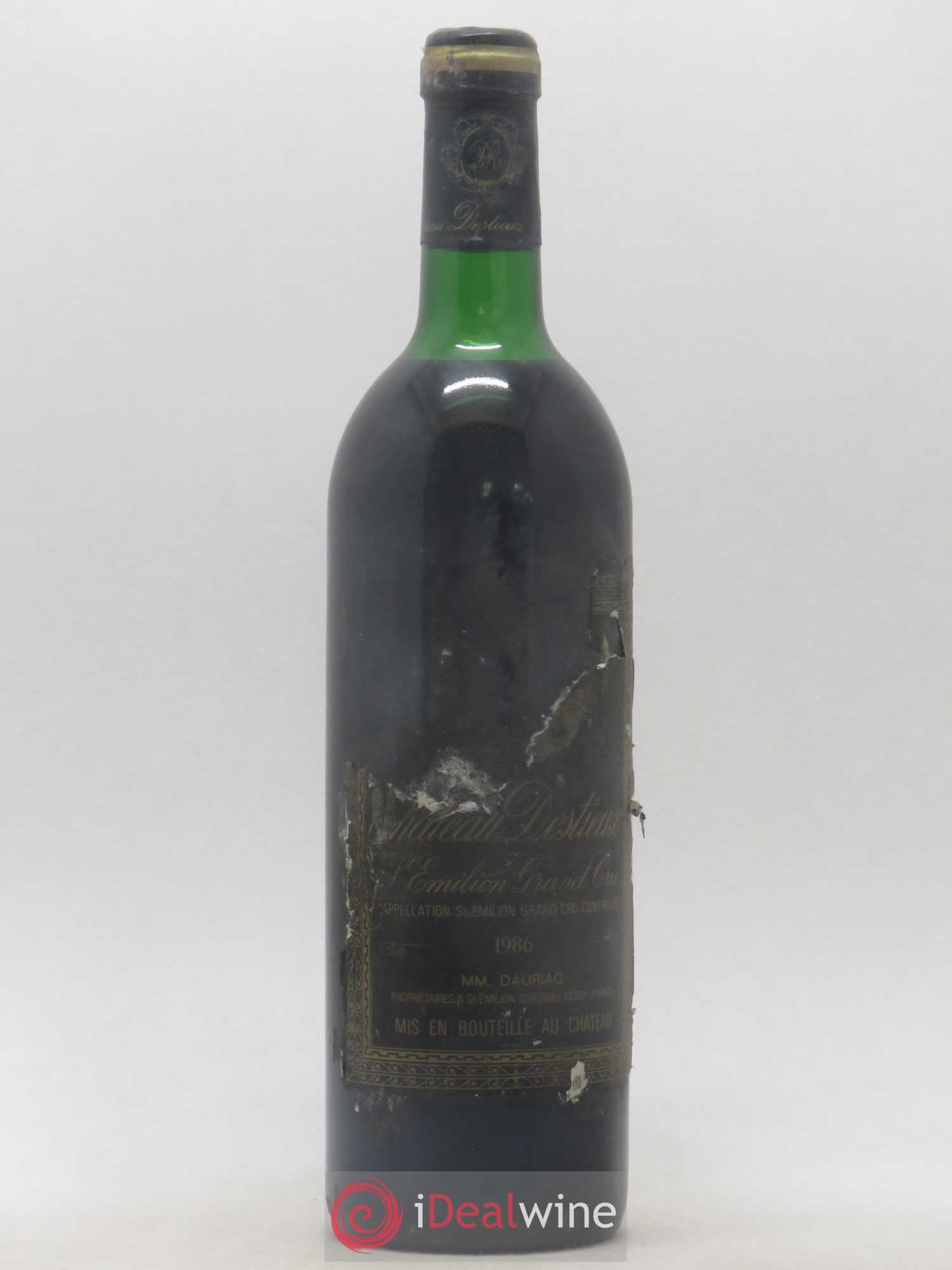 Château Destieux Grand Cru Classé 1986 - Lot de 1 bouteille - 0