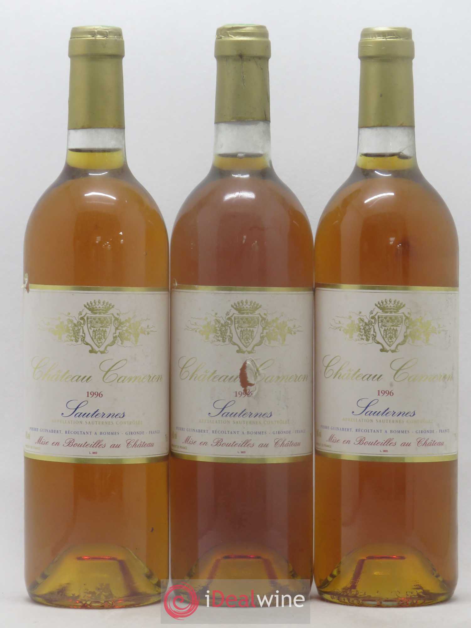Sauternes Château Cameron 1996 - Lotto di 3 bottiglie - 0