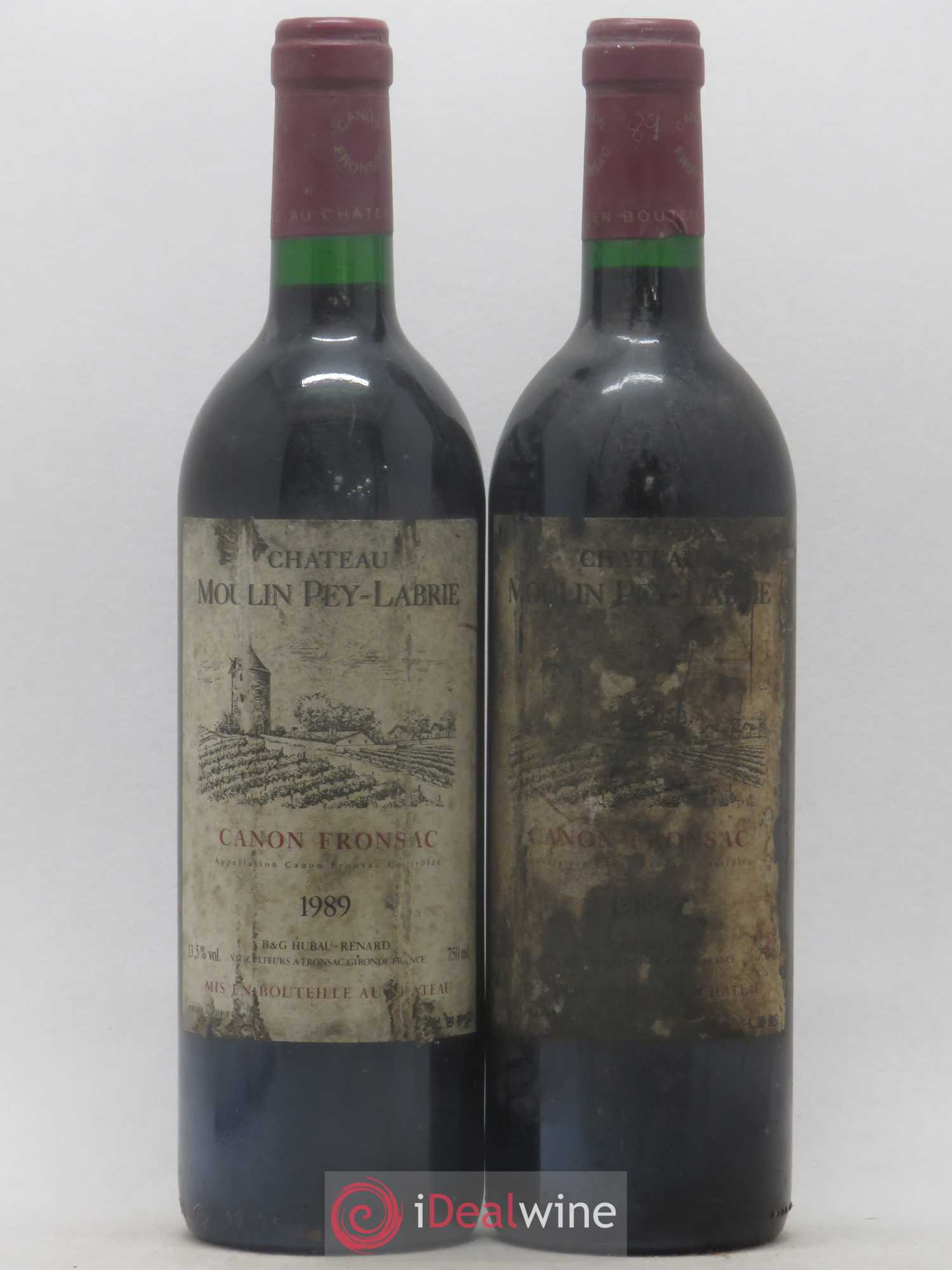 Château Moulin Pey-Labrie 1989 - Lot de 2 bouteilles - 0