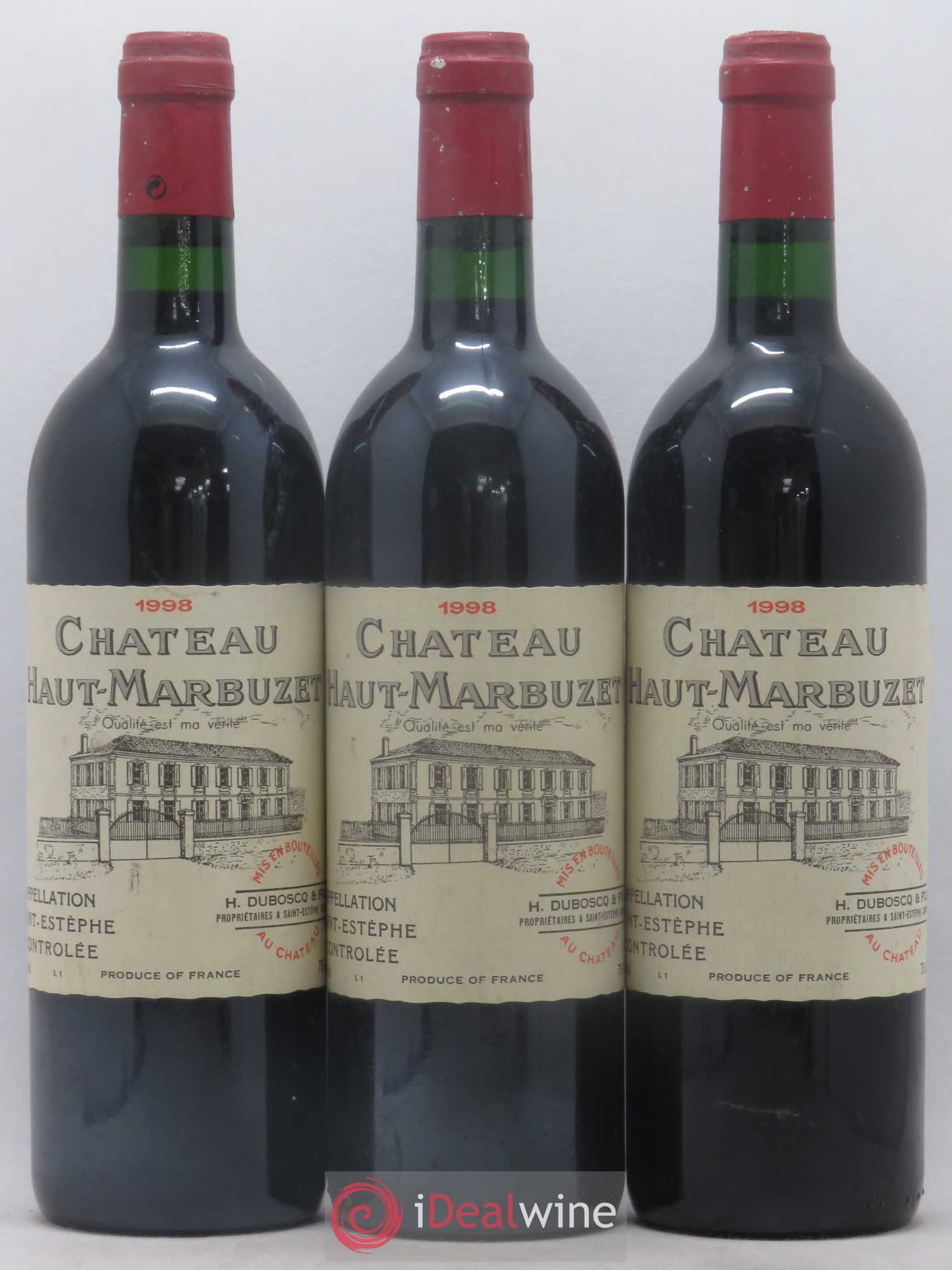 Château Haut Marbuzet 1998 - Lot de 3 bouteilles - 0
