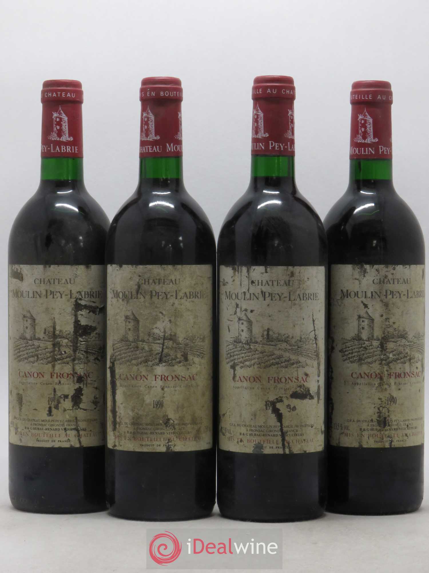 Château Moulin Pey-Labrie 1990 - Lot de 4 bouteilles - 0