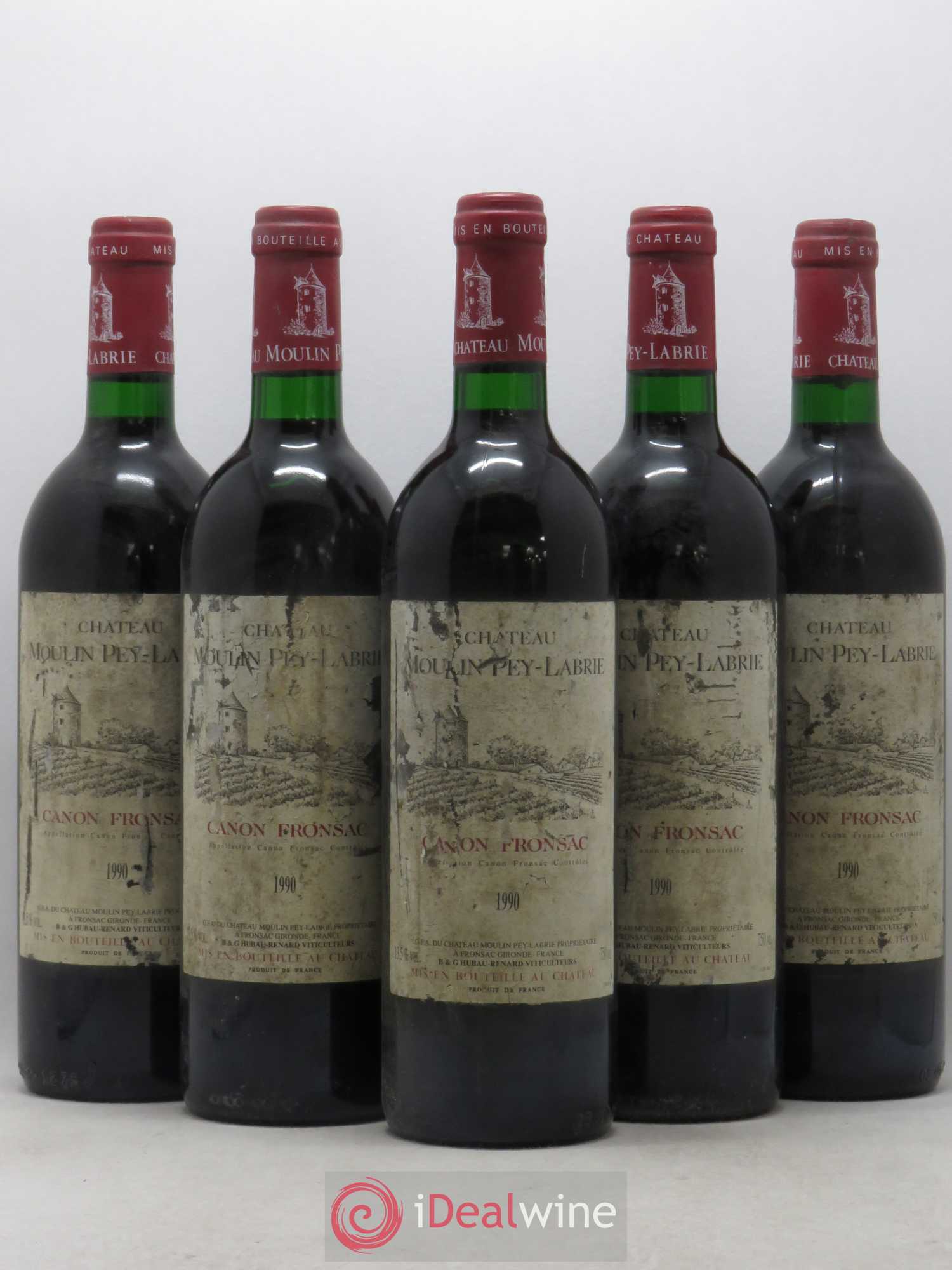 Château Moulin Pey-Labrie 1990 - Posten von 5 Flaschen - 0