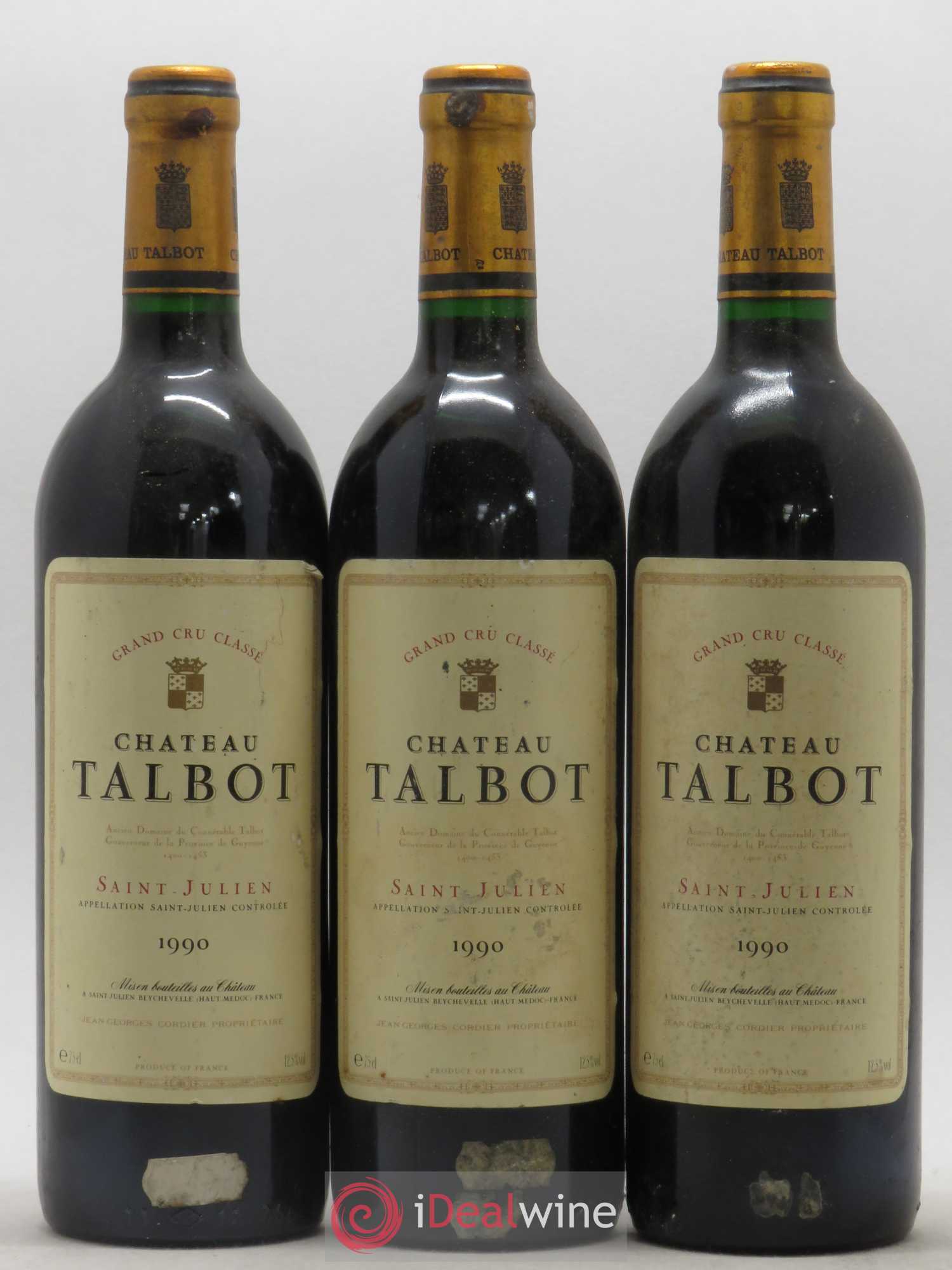 Château Talbot 4ème Grand Cru Classé 1990 - Lot de 3 bouteilles - 0