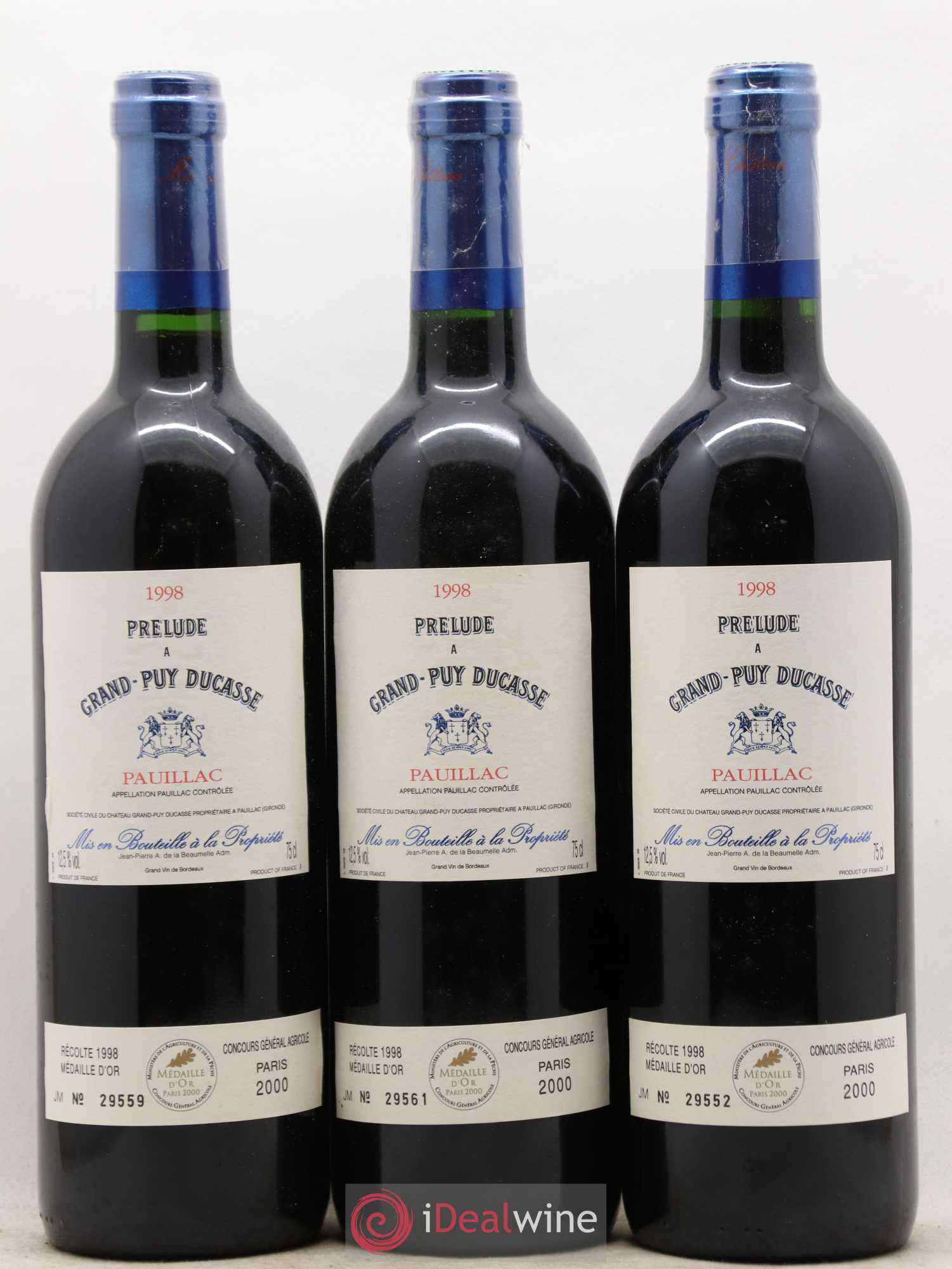 Prélude à Grand Puy Ducasse Second Vin (sans prix de réserve) 1998 - Lot de 12 bouteilles - 1