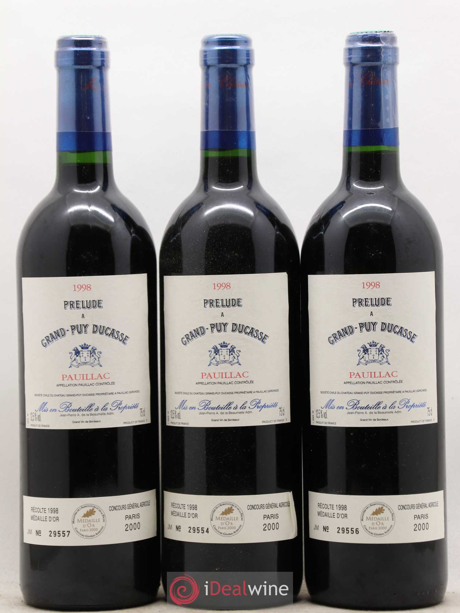 Prélude à Grand Puy Ducasse Second Vin (sans prix de réserve) 1998 - Lot de 12 bouteilles - 3