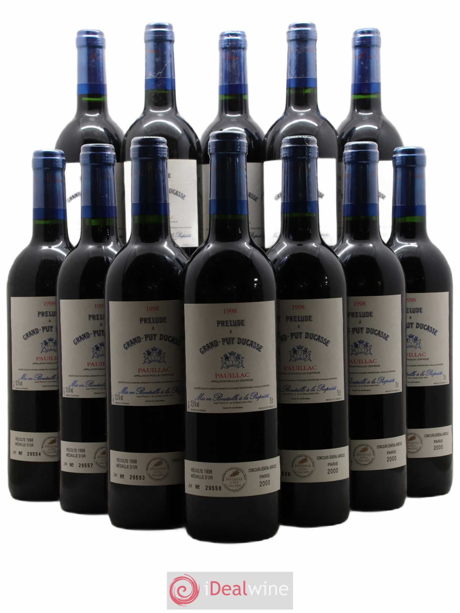 Prélude à Grand Puy Ducasse Second Vin (sans prix de réserve) 1998 - Lot de 12 bouteilles - 0