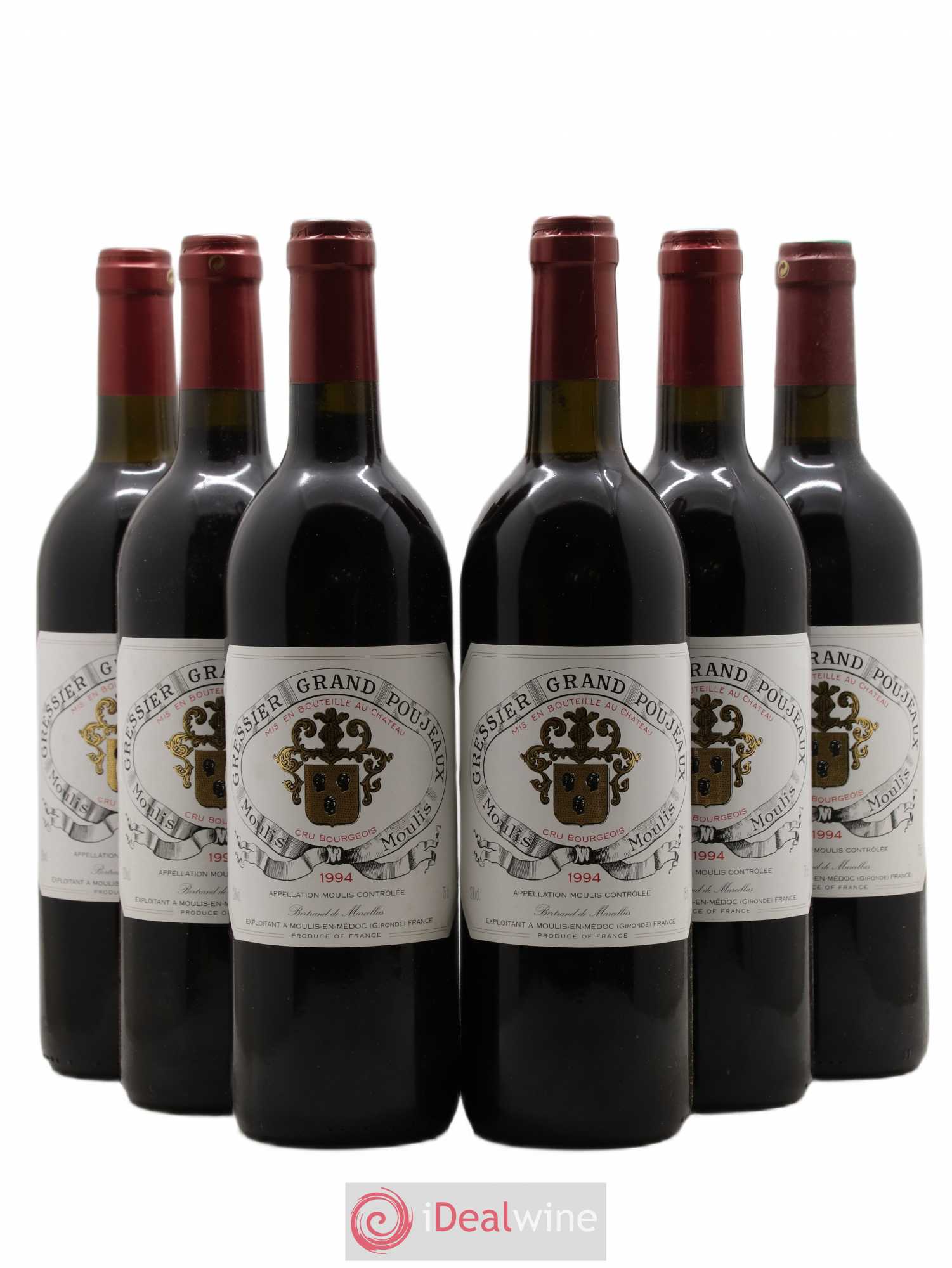 Château Gressier Grand Poujeaux Cru Bourgeois 1994 - Lot de 6 bouteilles - 0