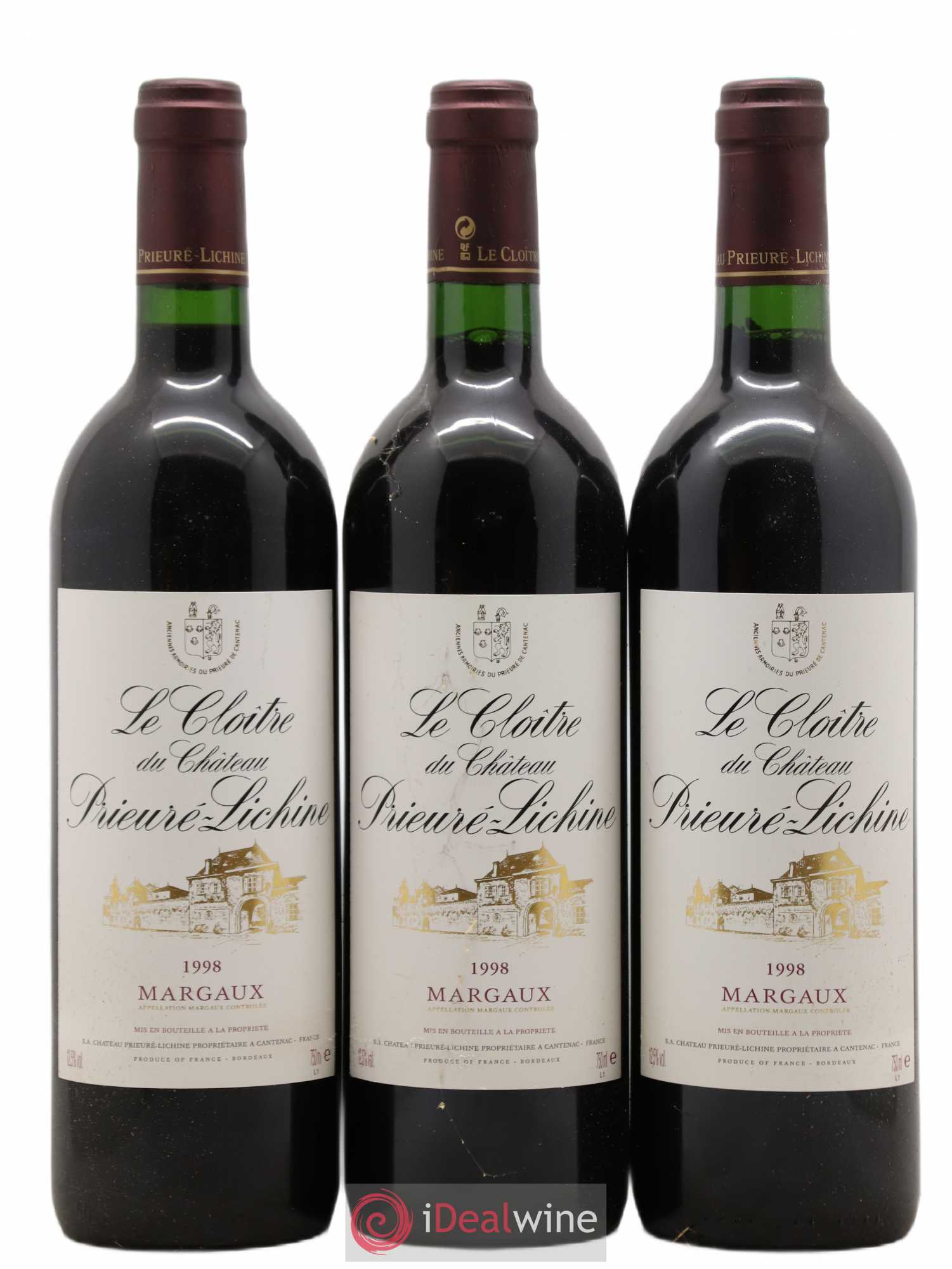 Cloître de Prieuré Lichine 1998 - Posten von 3 Flaschen - 0