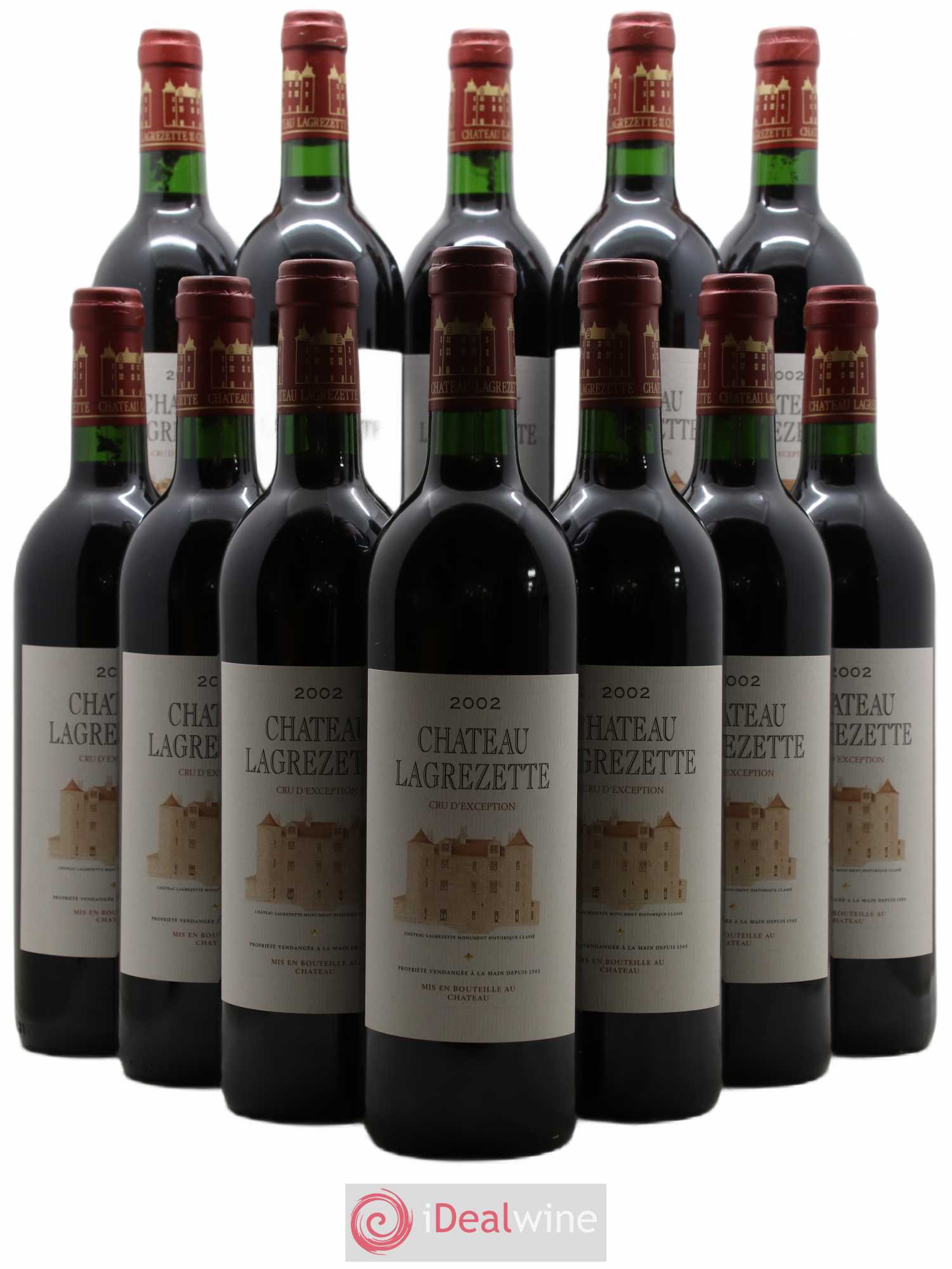Cahors Château Lagrezette Alain Dominique Perrin 2002 - Lot de 12 bouteilles - 0