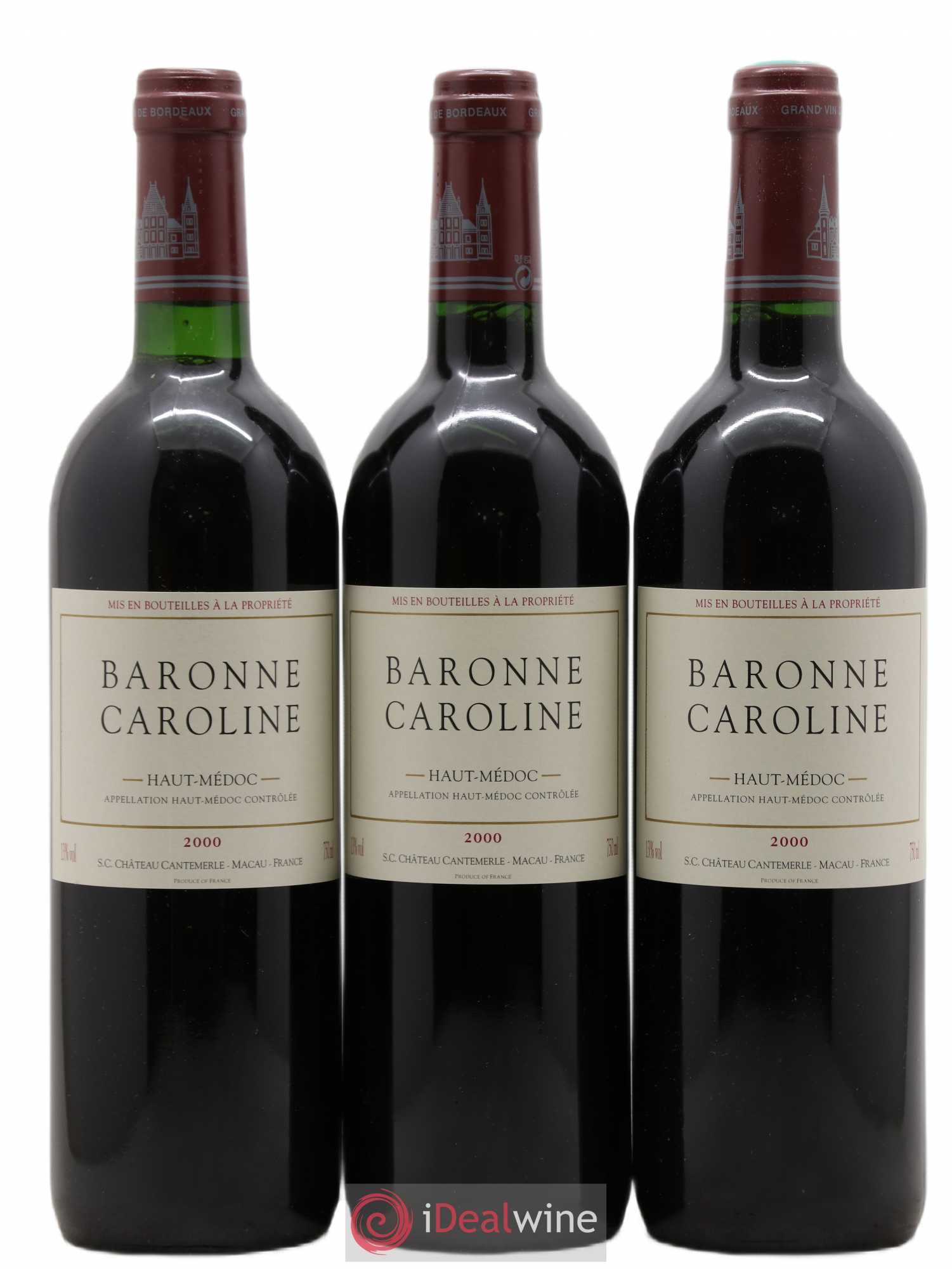 Haut Médoc cuvée Baronne caroline Château Cantemerle 2000 - Posten von 3 Flaschen - 0