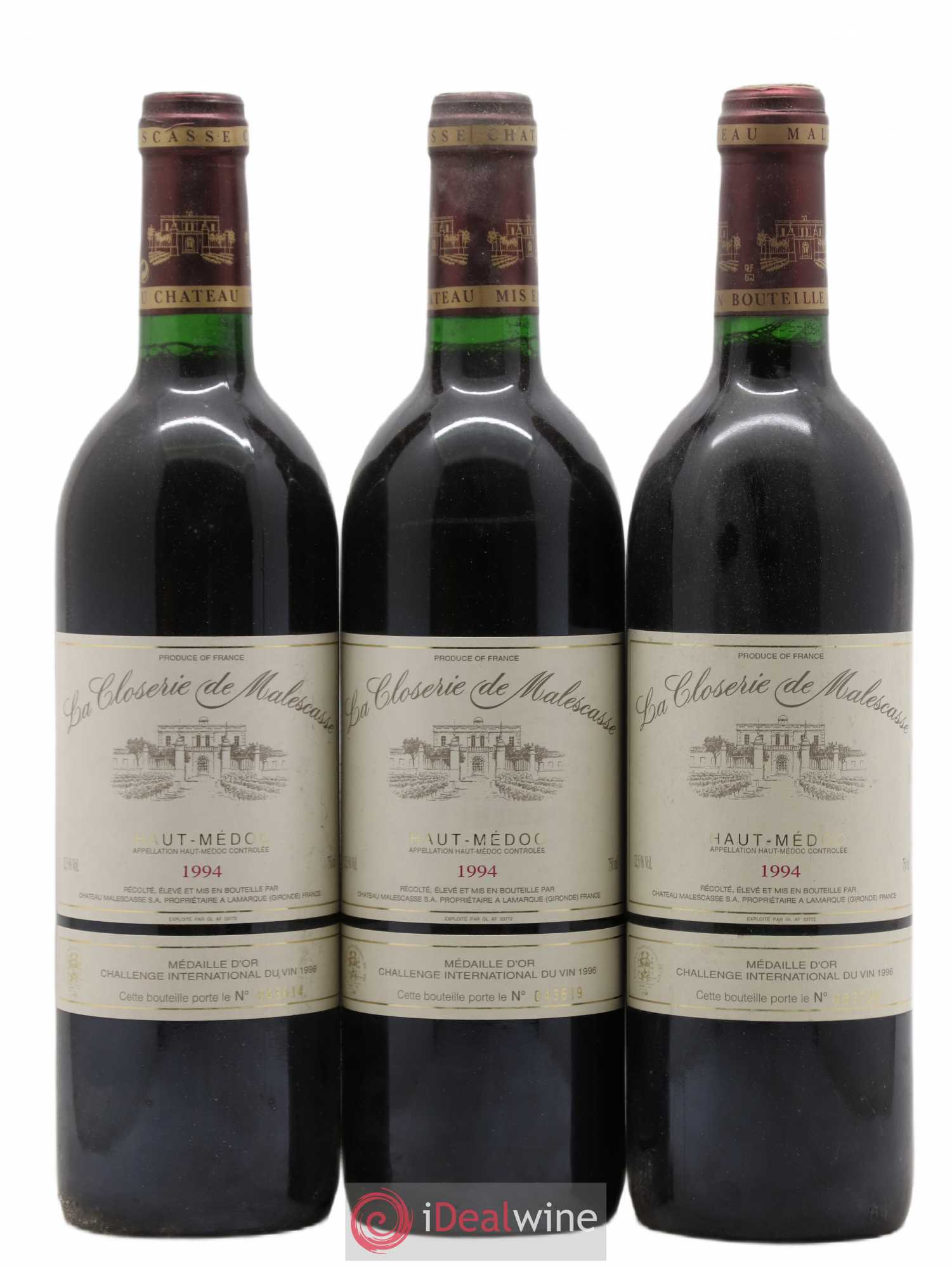 Haut Médoc Closerie de Malescasse 1994 - Posten von 3 Flaschen - 0