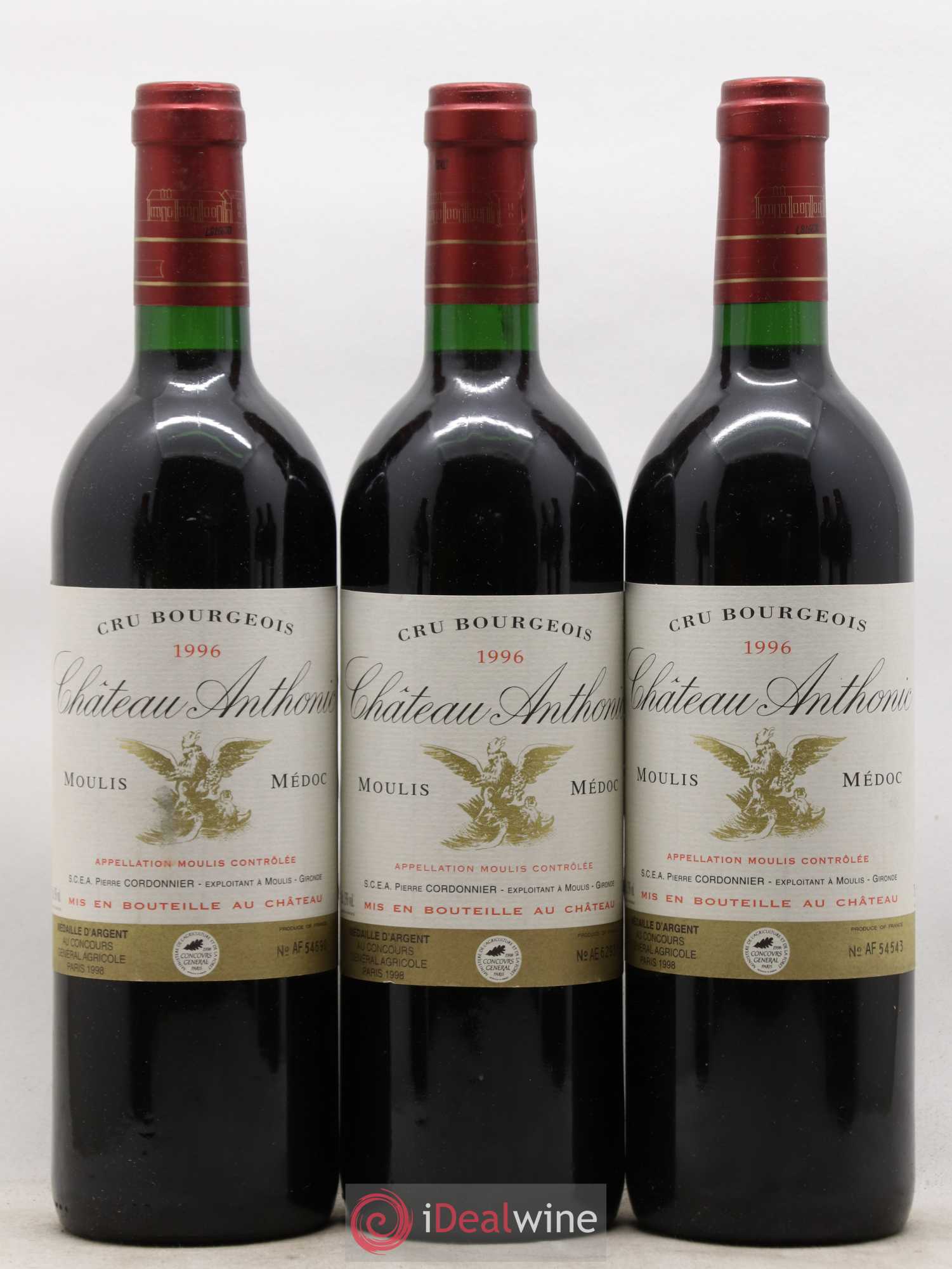 Château Anthonic Cru Bourgeois 1996 - Lot de 6 bouteilles - 1