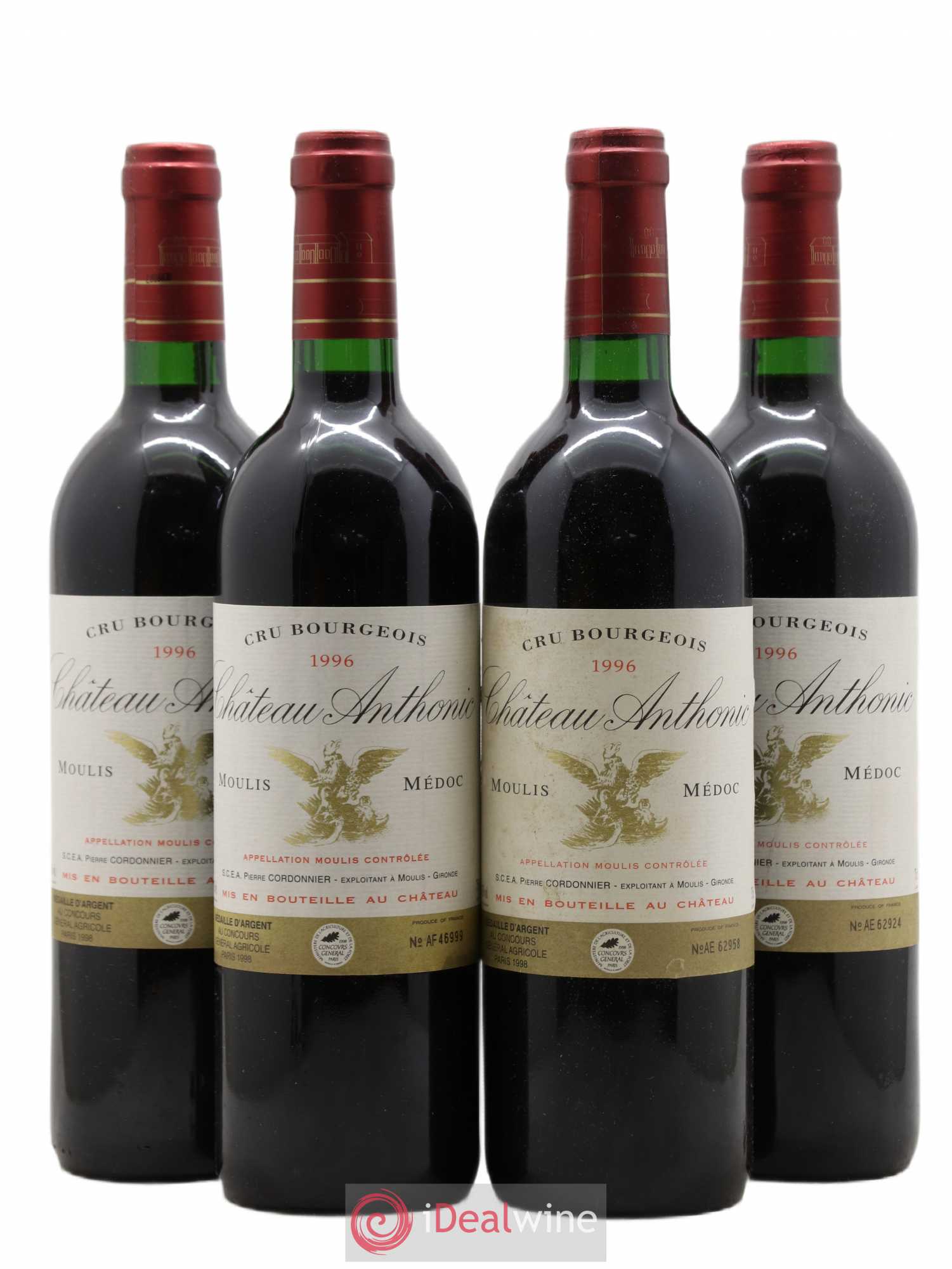 Château Anthonic Cru Bourgeois 1996 - Lot de 4 bouteilles - 0
