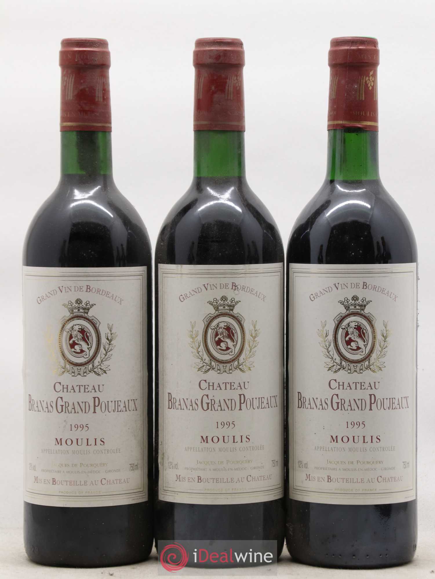 Château Branas Grand Poujeaux Cru Bourgeois (sans prix de réserve) 1995 - Lot de 6 bouteilles - 1