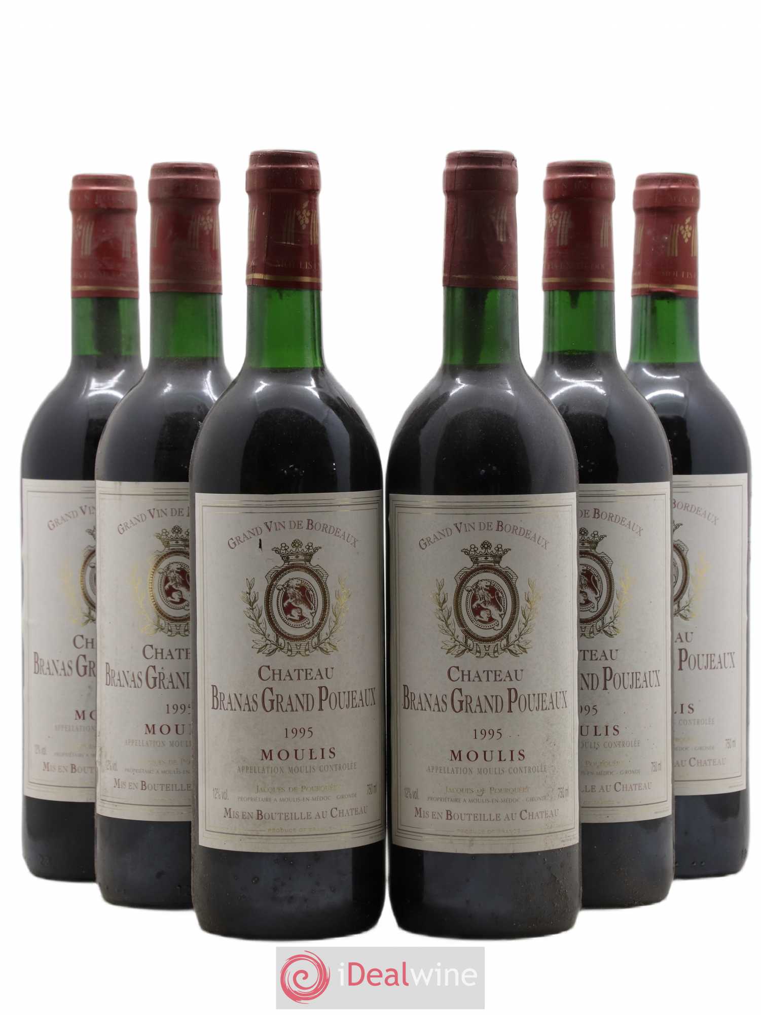 Château Branas Grand Poujeaux Cru Bourgeois (sans prix de réserve) 1995 - Lot de 6 bouteilles - 0