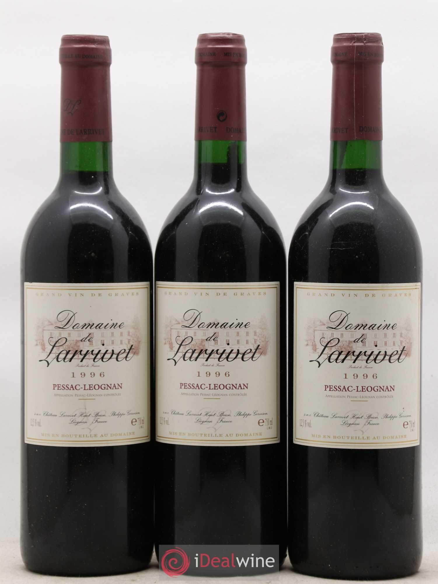 Pessac-Léognan Domaine de Larrivet (sans prix de réserve) 1996 - Posten von 6 Flaschen - 2
