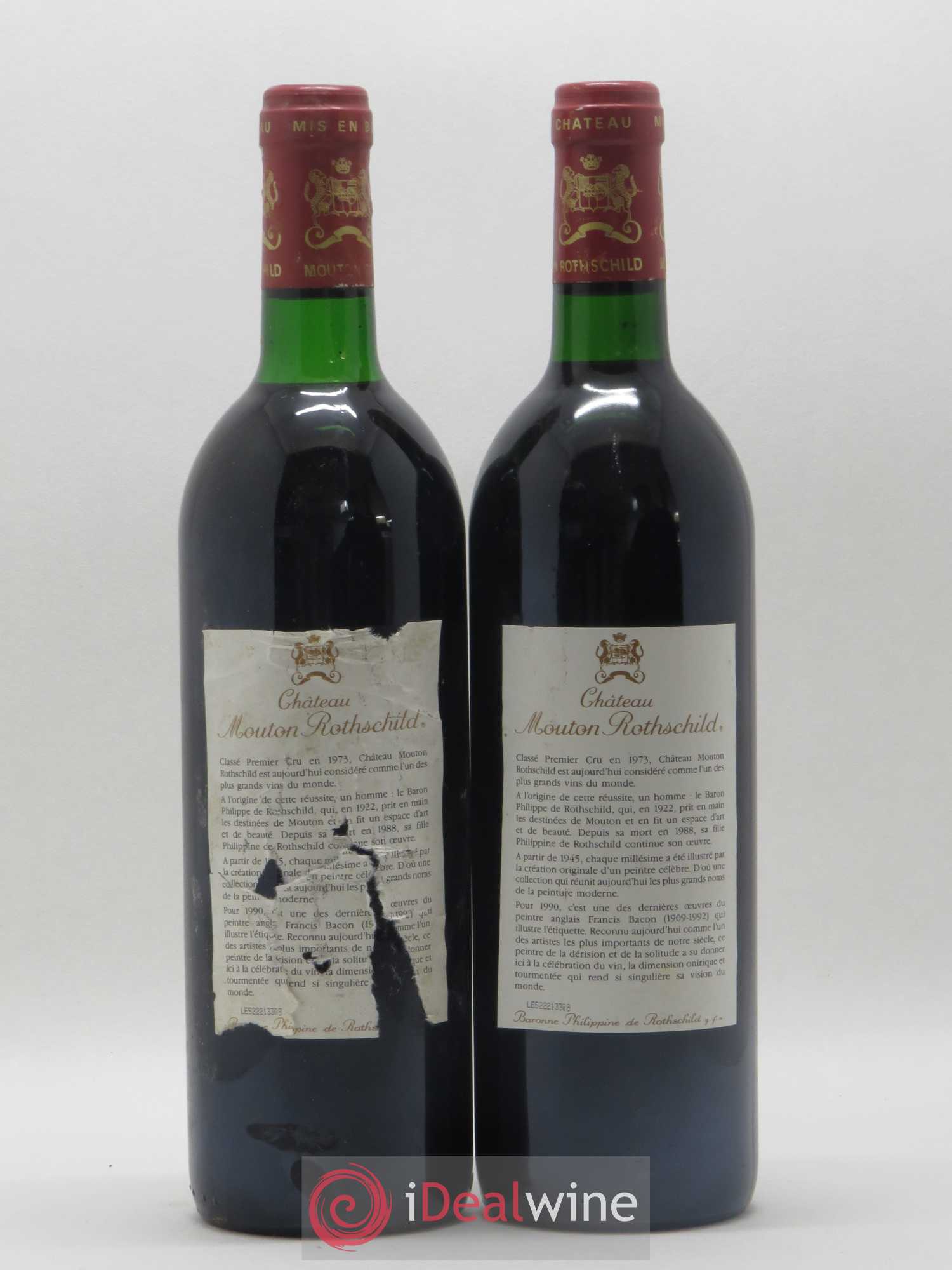 Château Mouton Rothschild 1er Grand Cru Classé 1990 - Lot de 2 bouteilles - 1