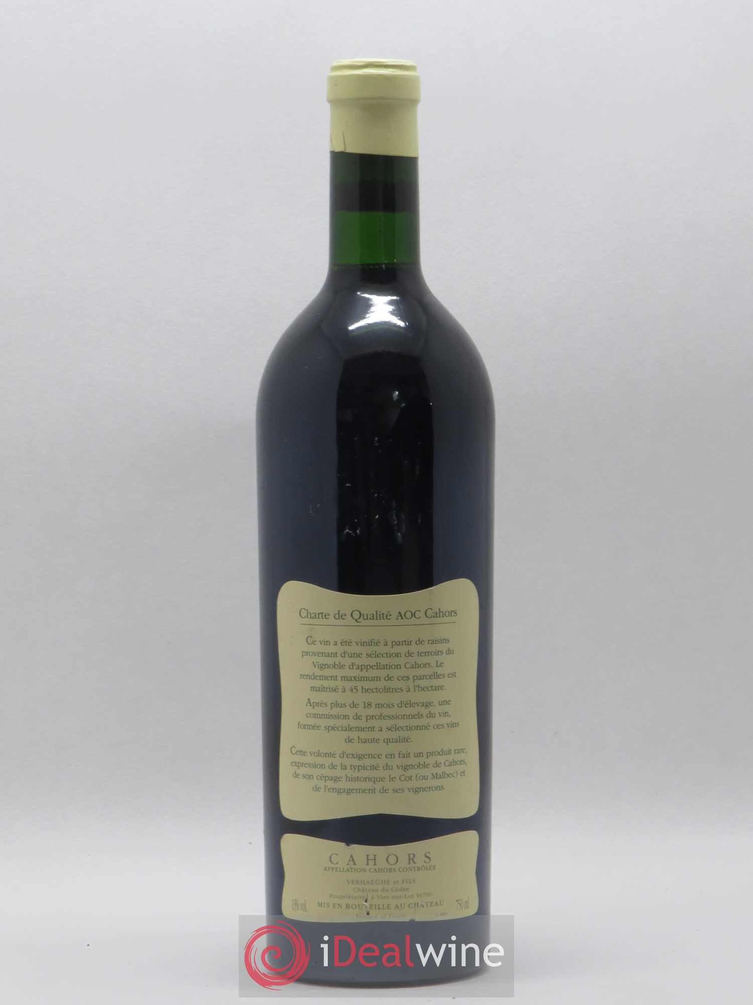 Cahors Château du Cèdre Cuvée Le Cèdre Pascal et Jean-Marc Verhaeghe 1999 - Lot de 1 bouteille - 1