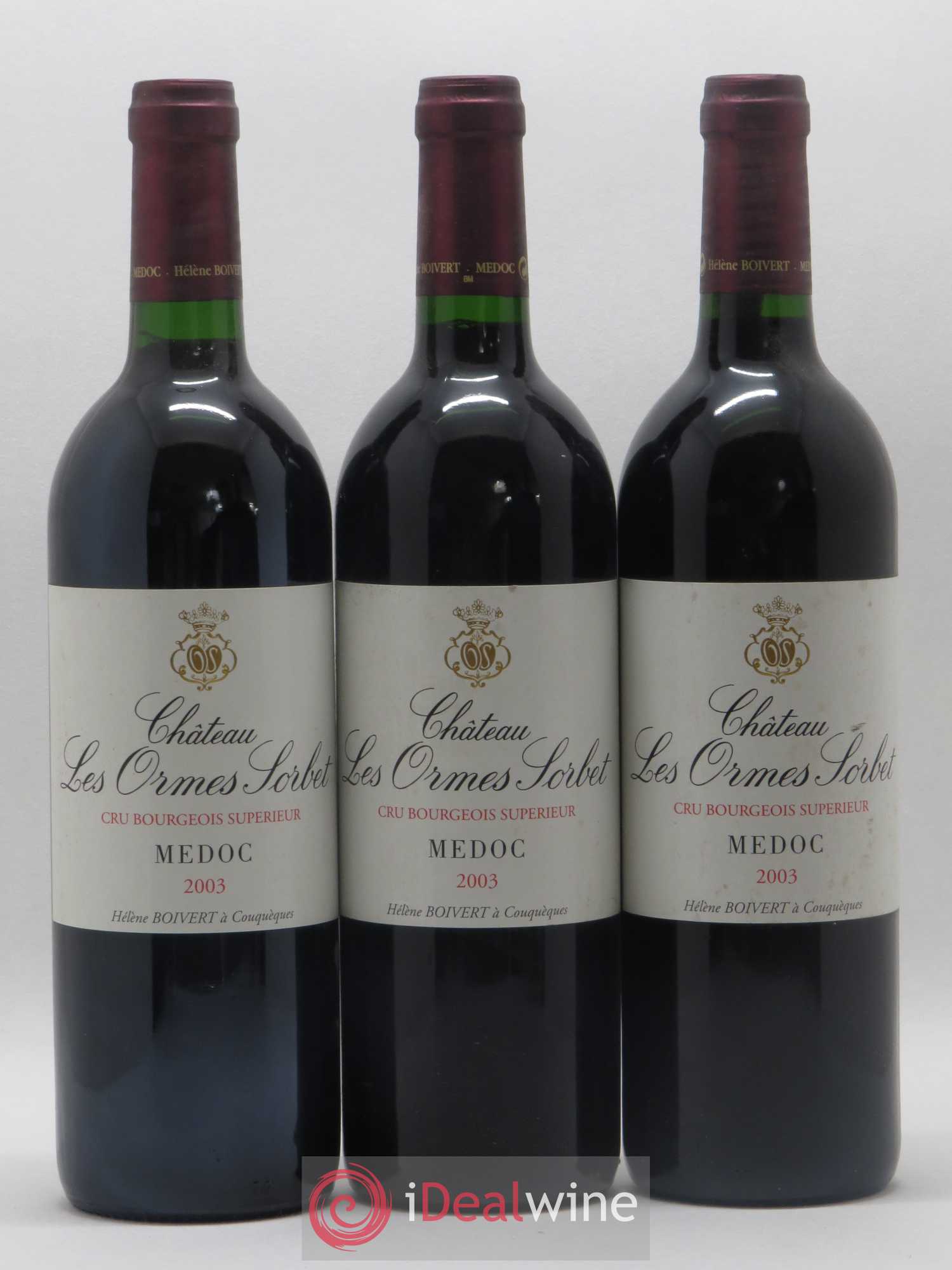 Château les Ormes Sorbet Cru Bourgeois 2003 - Lot de 3 bouteilles - 0