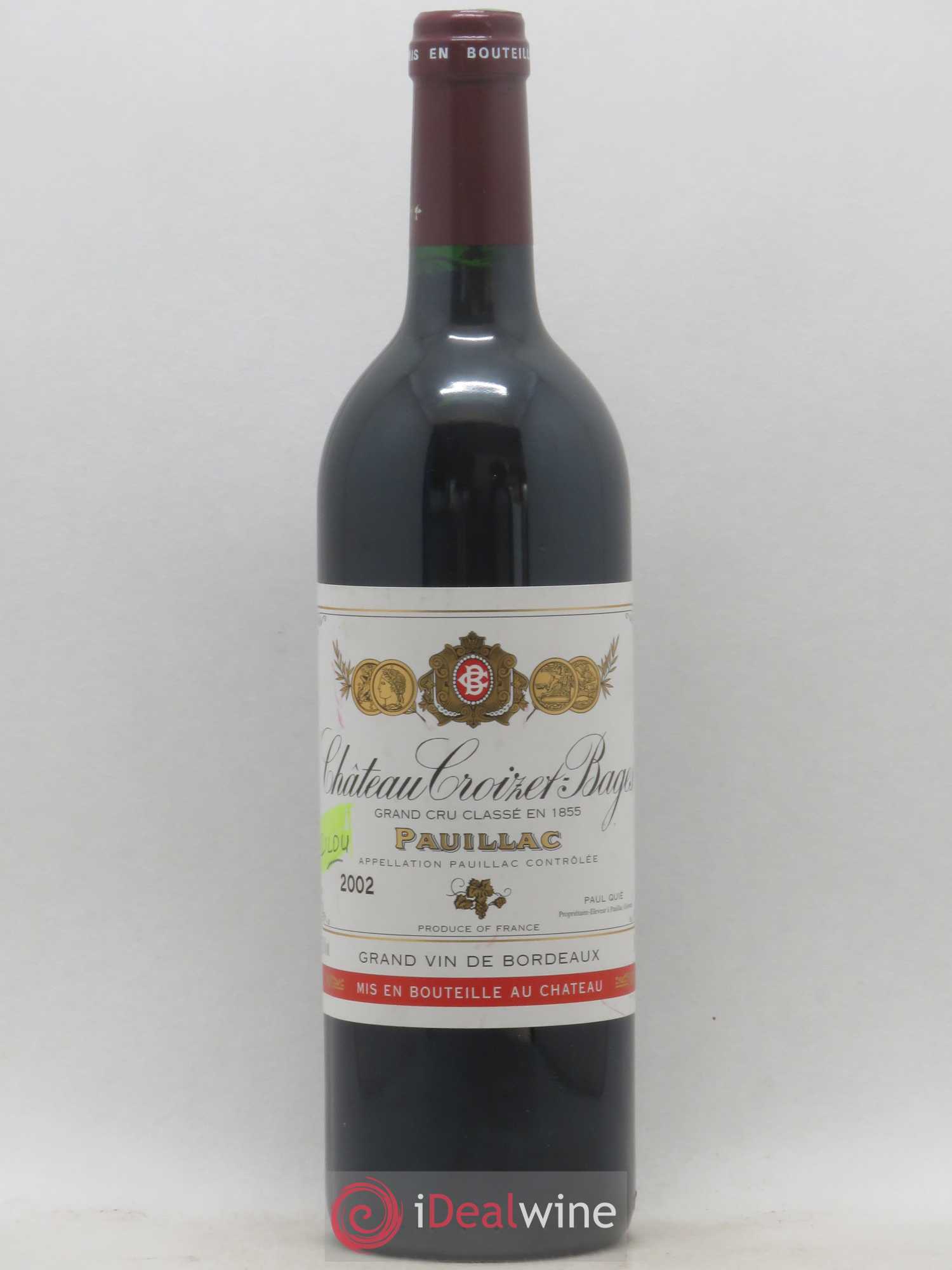 Château Croizet Bages 5ème Grand Cru Classé 2002 - Lot de 1 bouteille - 0