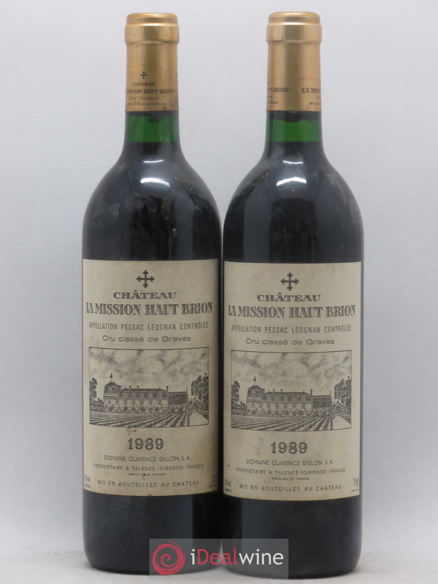 Château la Mission Haut-Brion Cru Classé de Graves 1989 - Lot de 2 bouteilles - 0
