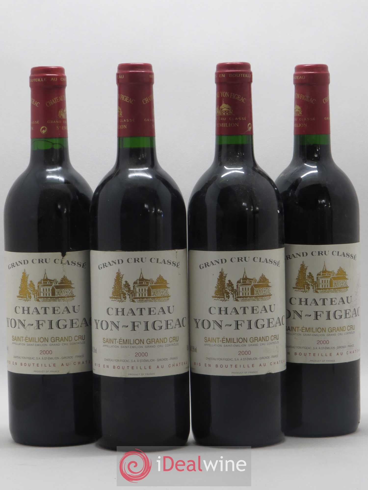 Château Yon Figeac Grand Cru Classé 2000 - Lot de 4 bouteilles - 0