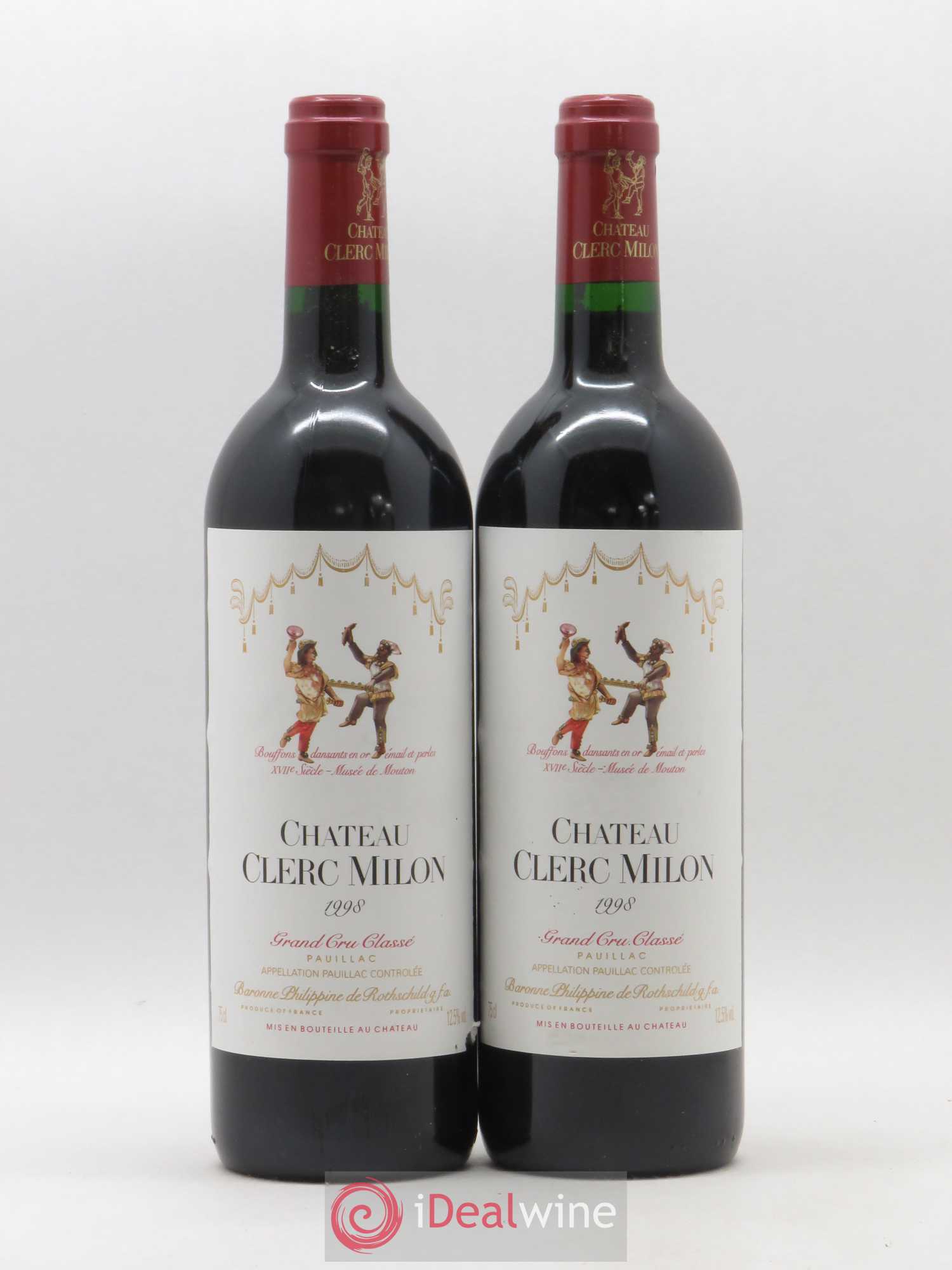 Château Clerc Milon 5ème Grand Cru Classé 1998 - Lot de 2 bouteilles - 0