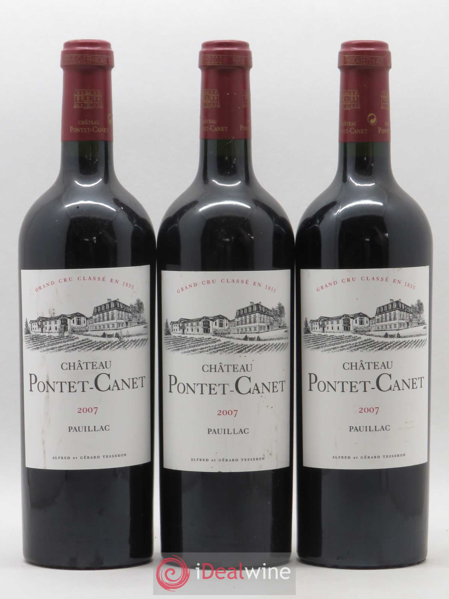 Château Pontet Canet 5ème Grand Cru Classé 2007 - Lot de 3 bouteilles - 0