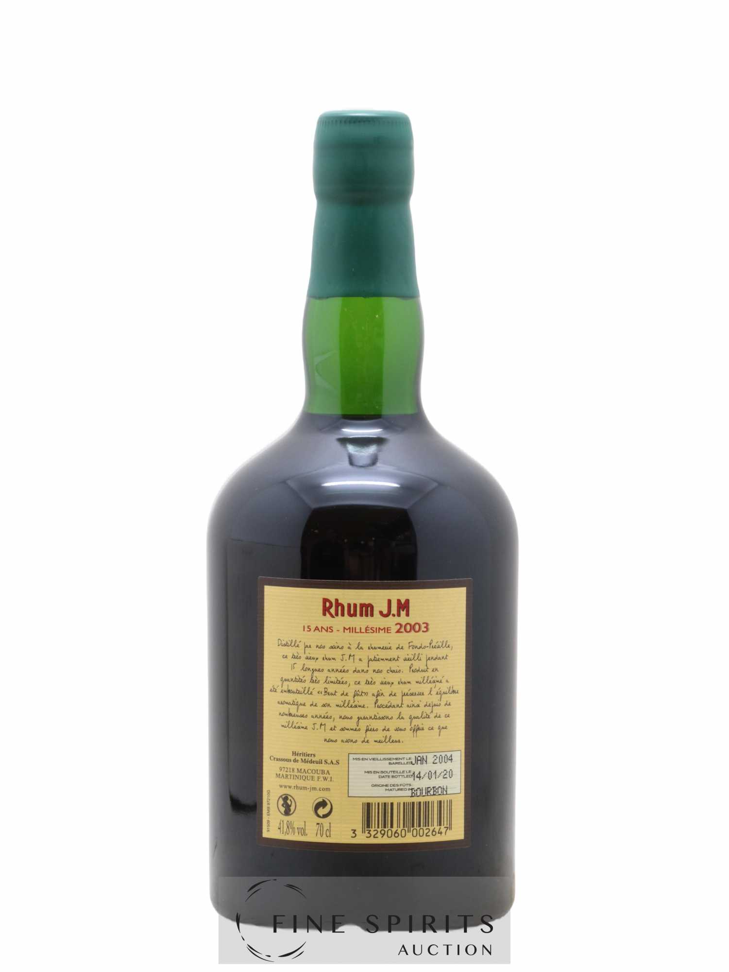 J.M 15 years 2003 Of. bottled 2020 Brut de Fût - Posten von 1 Flasche - 2