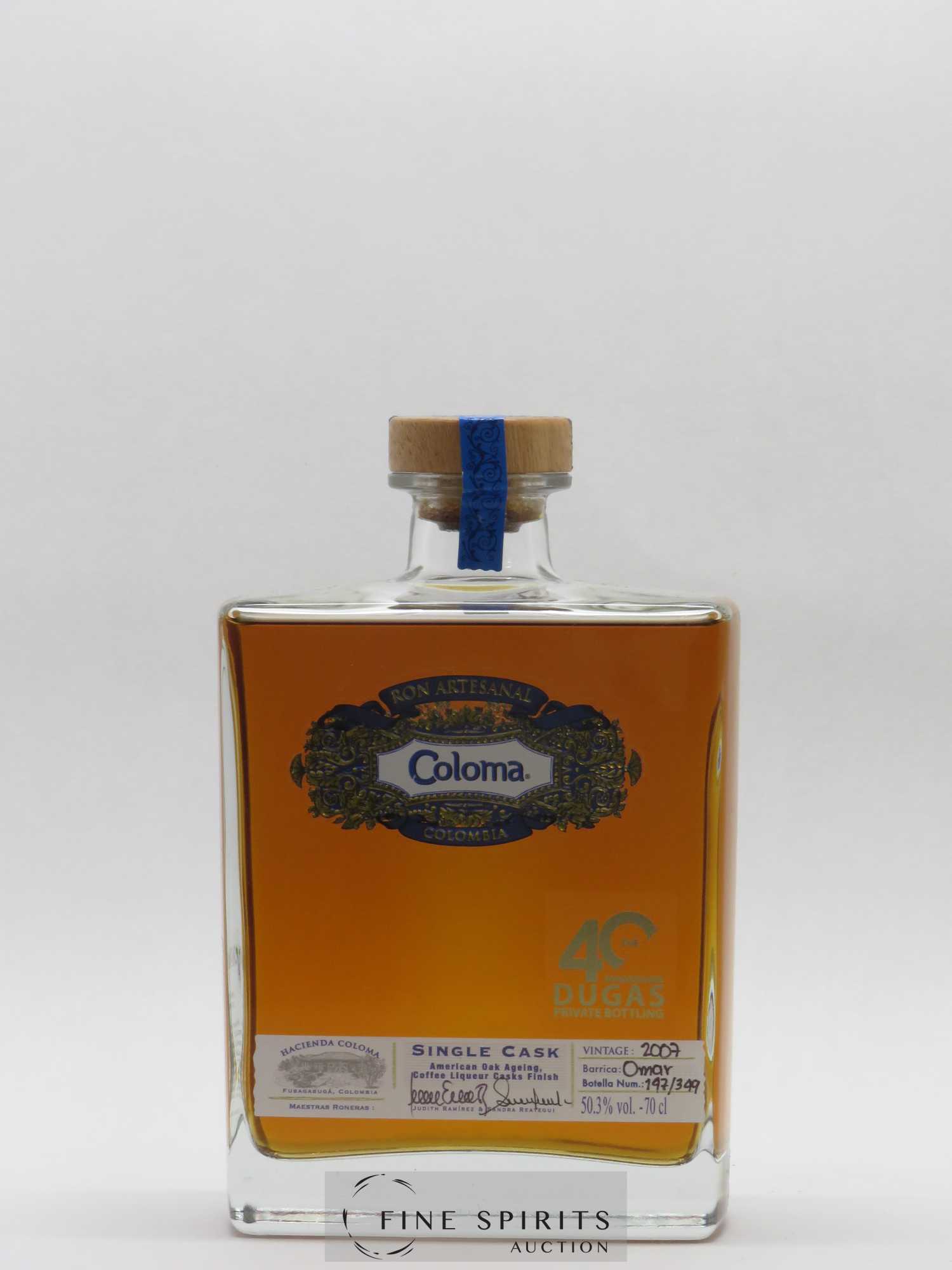 Coloma 2007 Of. 40ème Anniversaire Barrica Omar - Single Cask - One of 399 Dugas Private Bottling N°197 - Lot of 1 bottle - 1