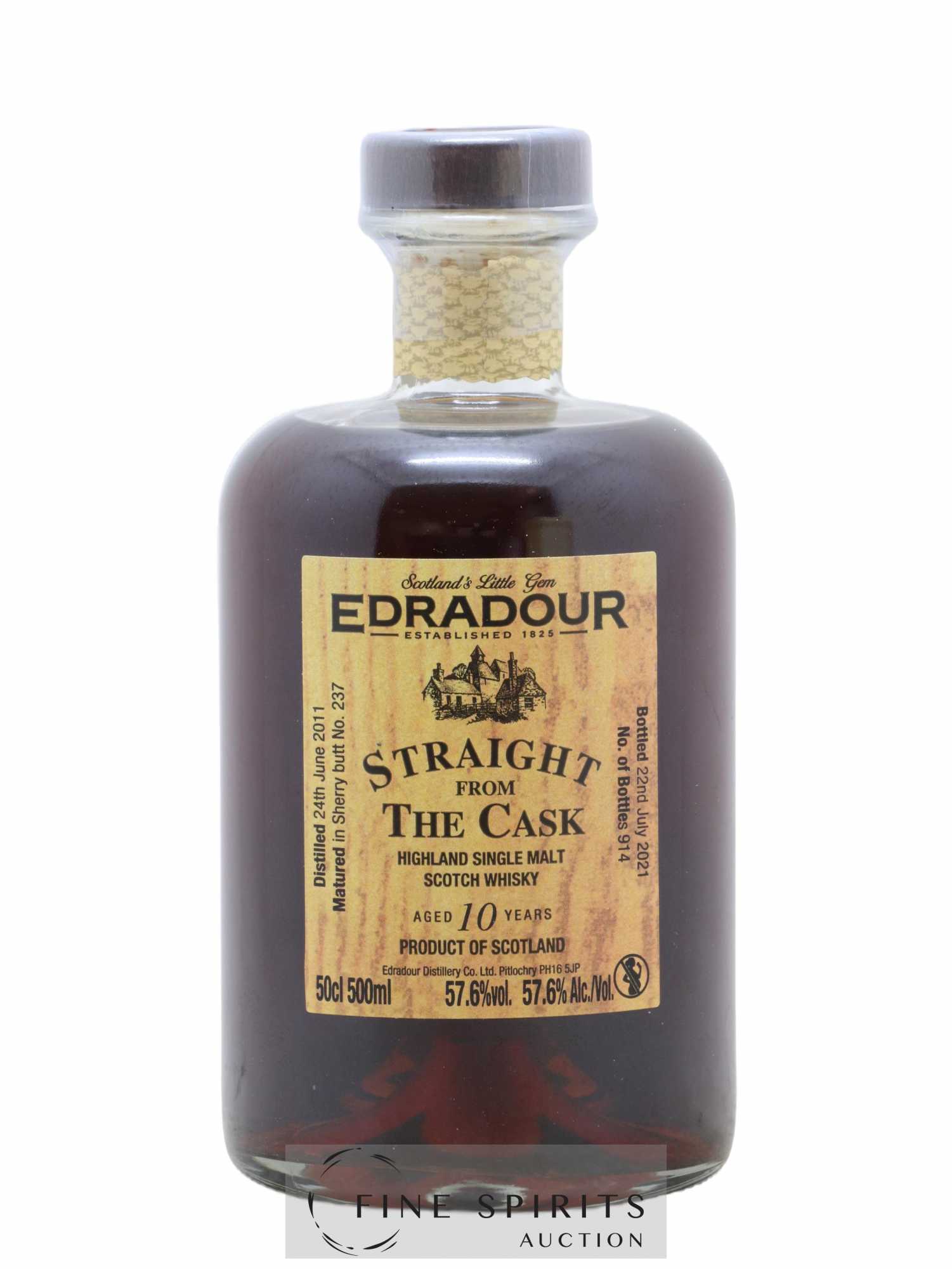Edradour 10 years 2011 Of. Straight from the Cask Butt n°237 - One of 914 - bottled 2021 - Lot de 1 bouteille - 1