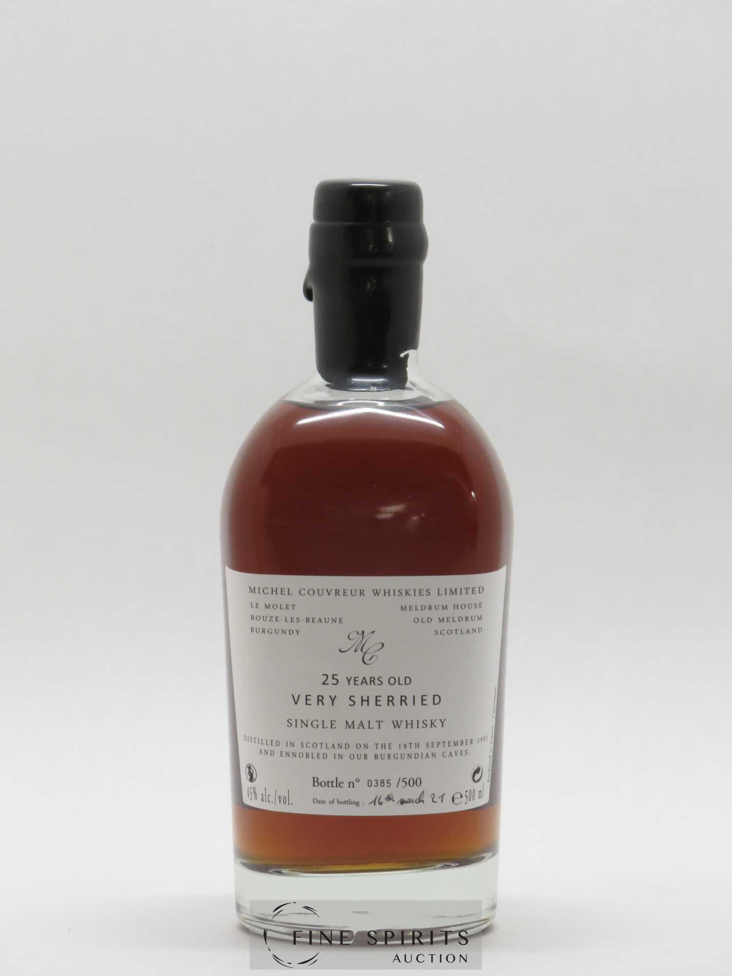 Michel Couvreur 25 years 1993 Of. Very Sherried One of 500 bottles - bottled 2021 Whiskies Limited N°0385 50CL - Lot of 1 bottle - 2