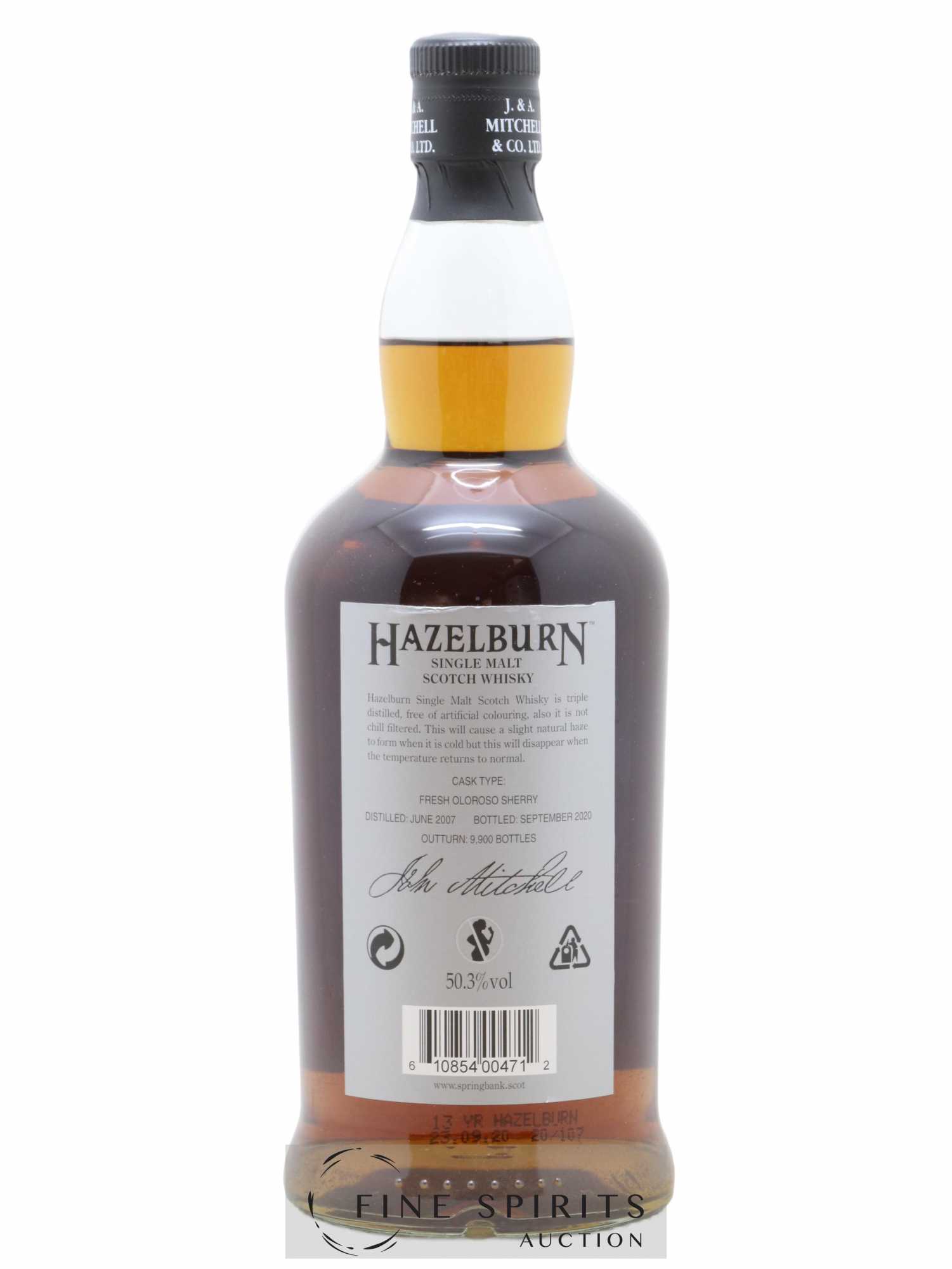 Hazelburn 13 years 2007 Of. Oloroso Cask Matured One of 9900 - bottled 2020 - Posten von 1 Flasche - 2