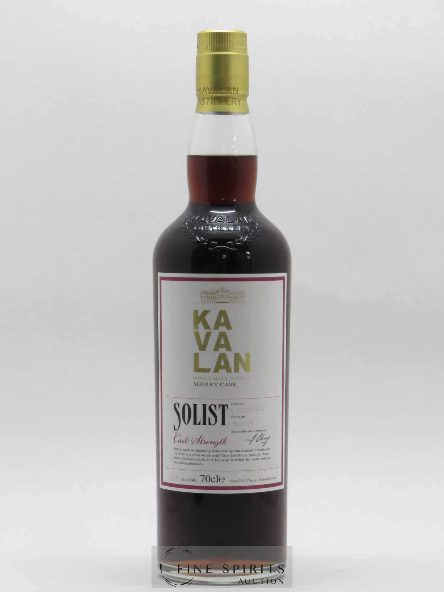Kavalan Of. Solist Sherry Cask Cask n°S100303047A - One of 519 bottles - bottled 2016 Cask Strength N°396 - Posten von 1 Flasche - 1