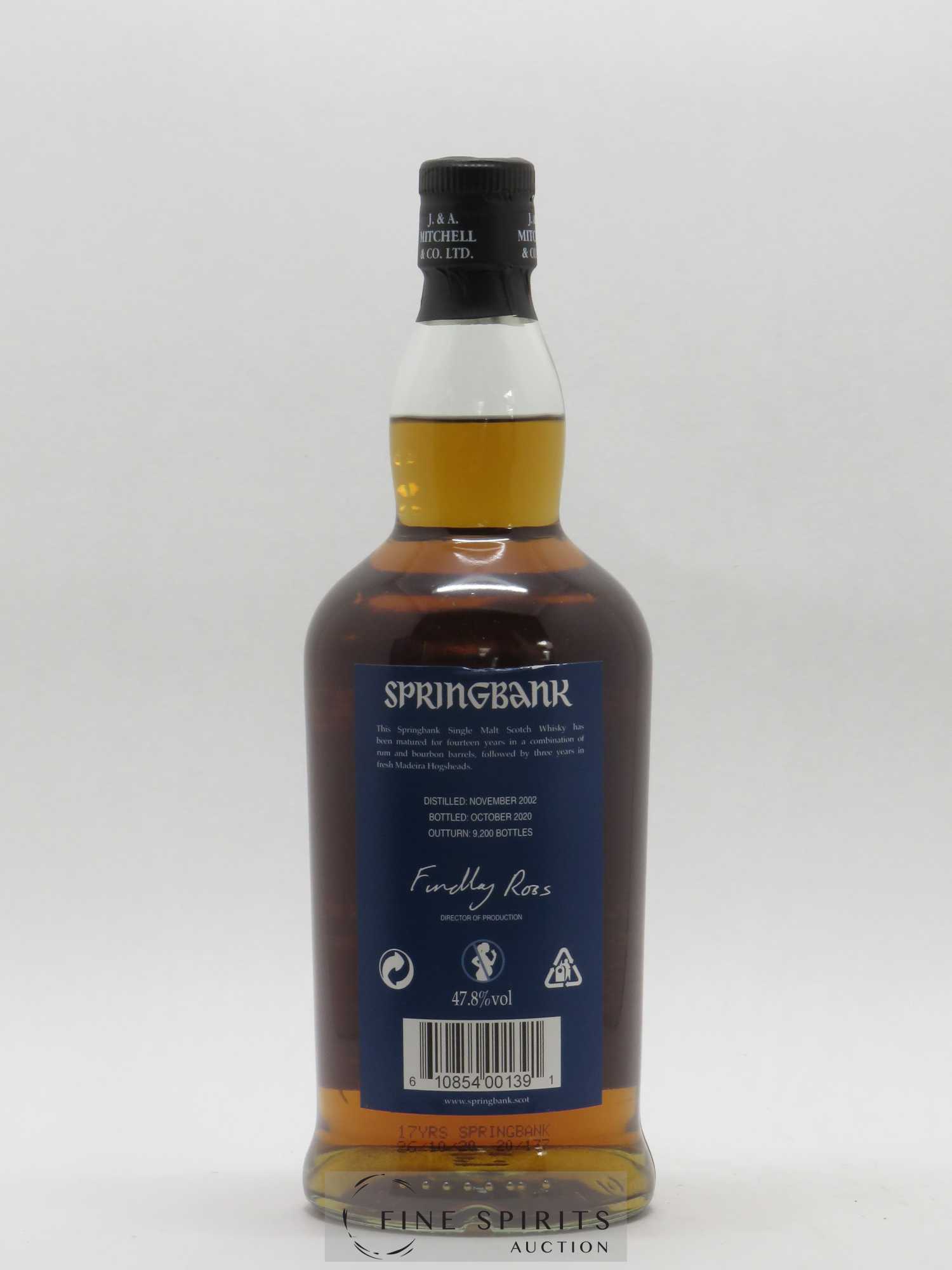 Springbank 17 years 2002 Of. One of 9200 bottles - Bottled 2020 Madeira Wood - Lot de 1 bouteille - 2