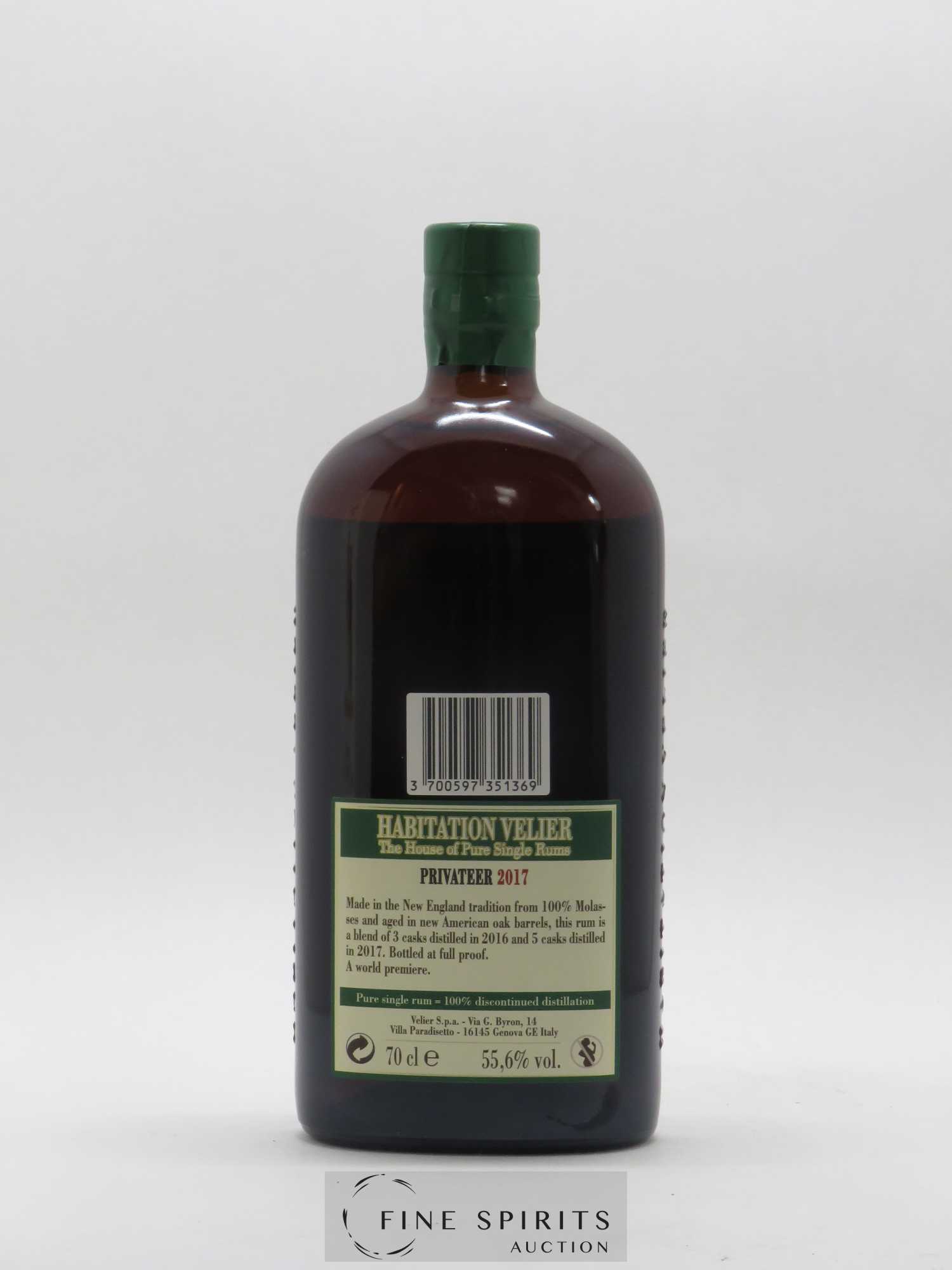 Privateer 3 years 2017 Of. Habitation Velier bottled 2020 Full Proof - Lot de 1 bouteille - 2
